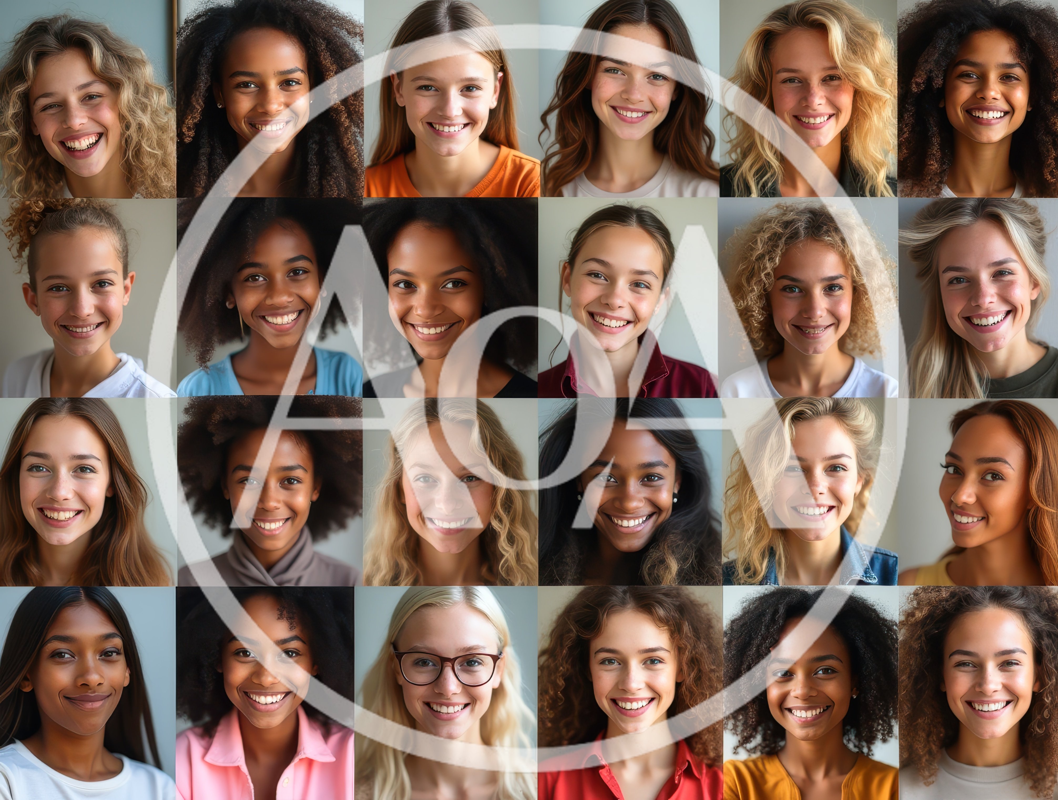 Diverse Group Of Smiling Women Portraits Collage