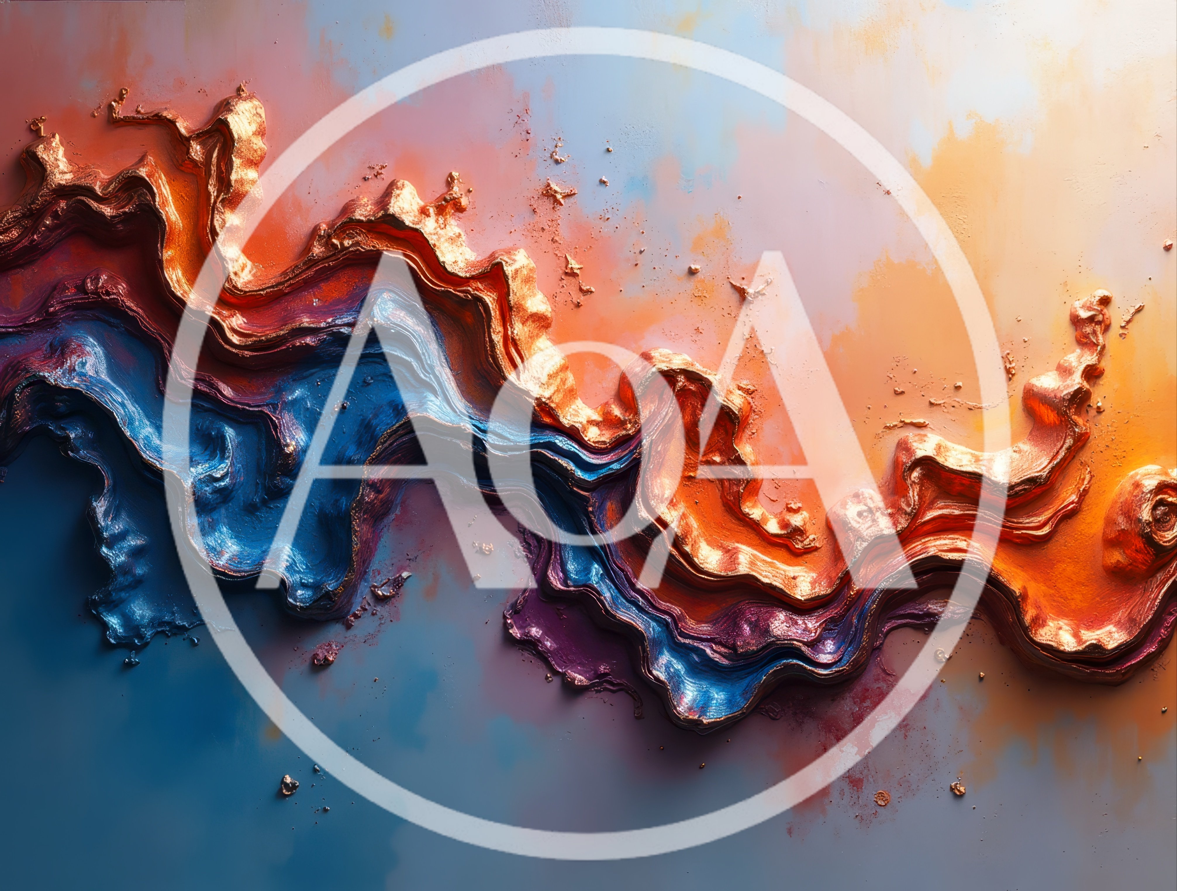 Abstract Fluid Art With Metallic Gold And Vibrant Colors