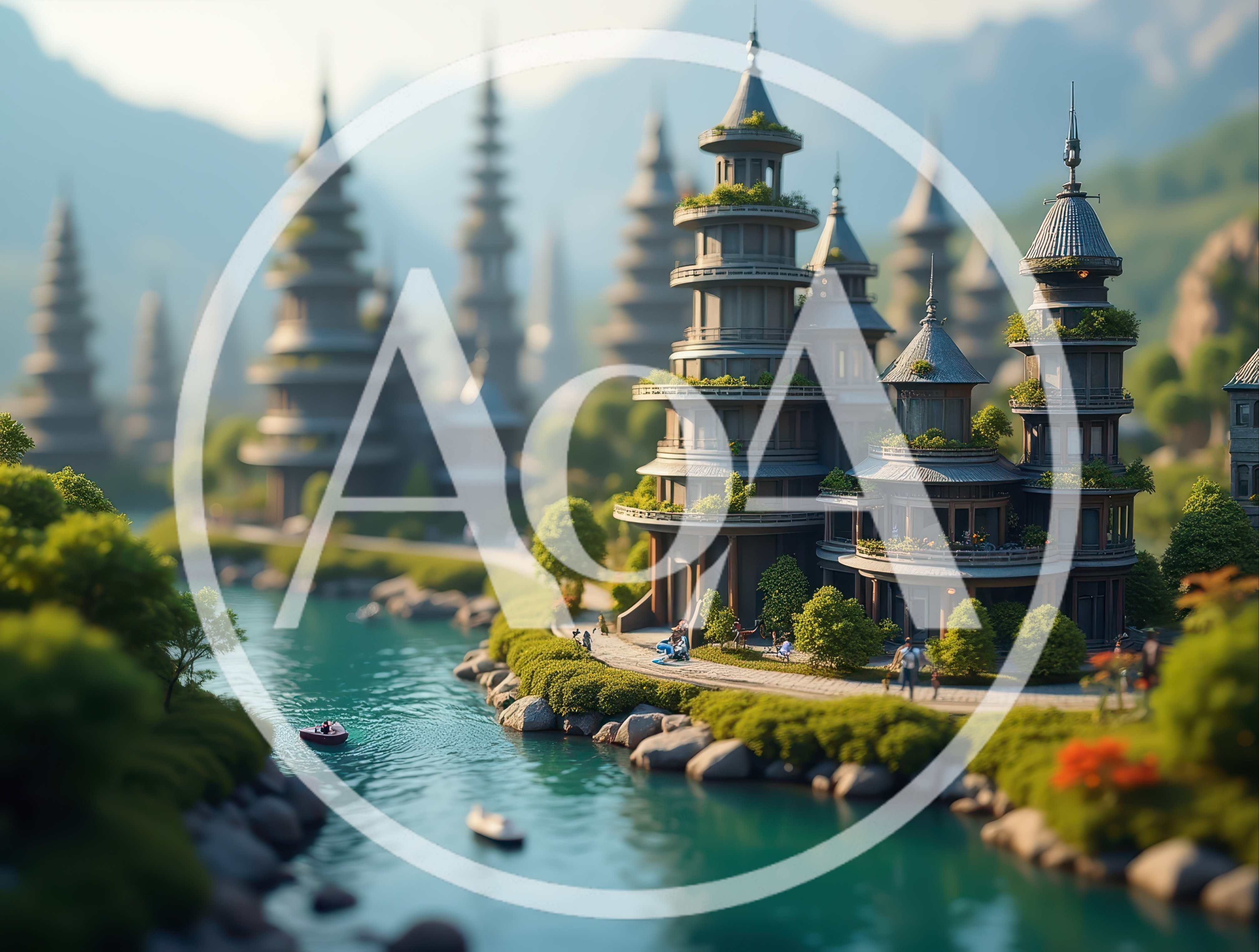 Miniature Fantasy Village With Pagoda Style Architecture