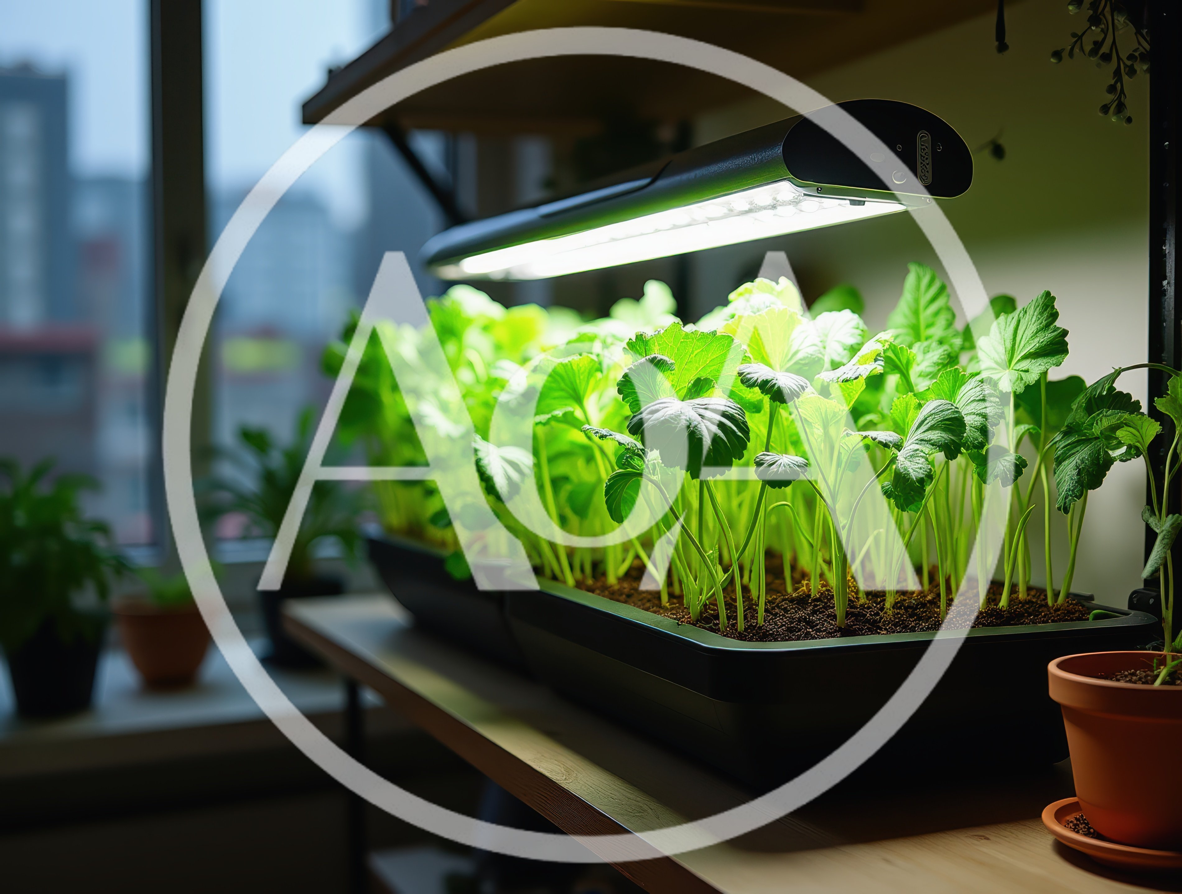 Indoor Seedling Tray Under LED Grow Light