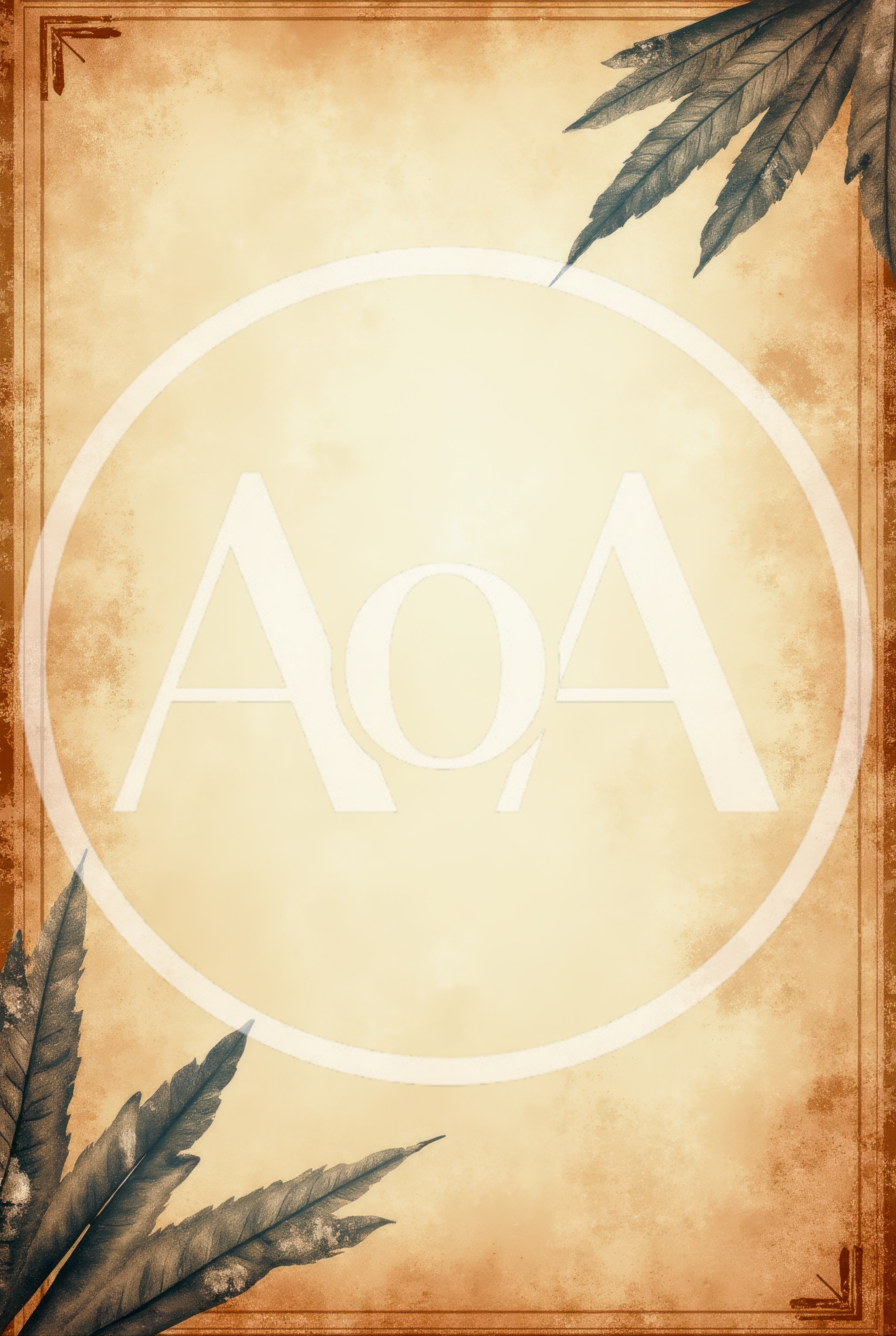Vintage Parchment Paper Background With Decorative Leaf Accents