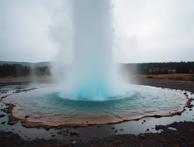 Erupting Geyser In Yellowstone National Park