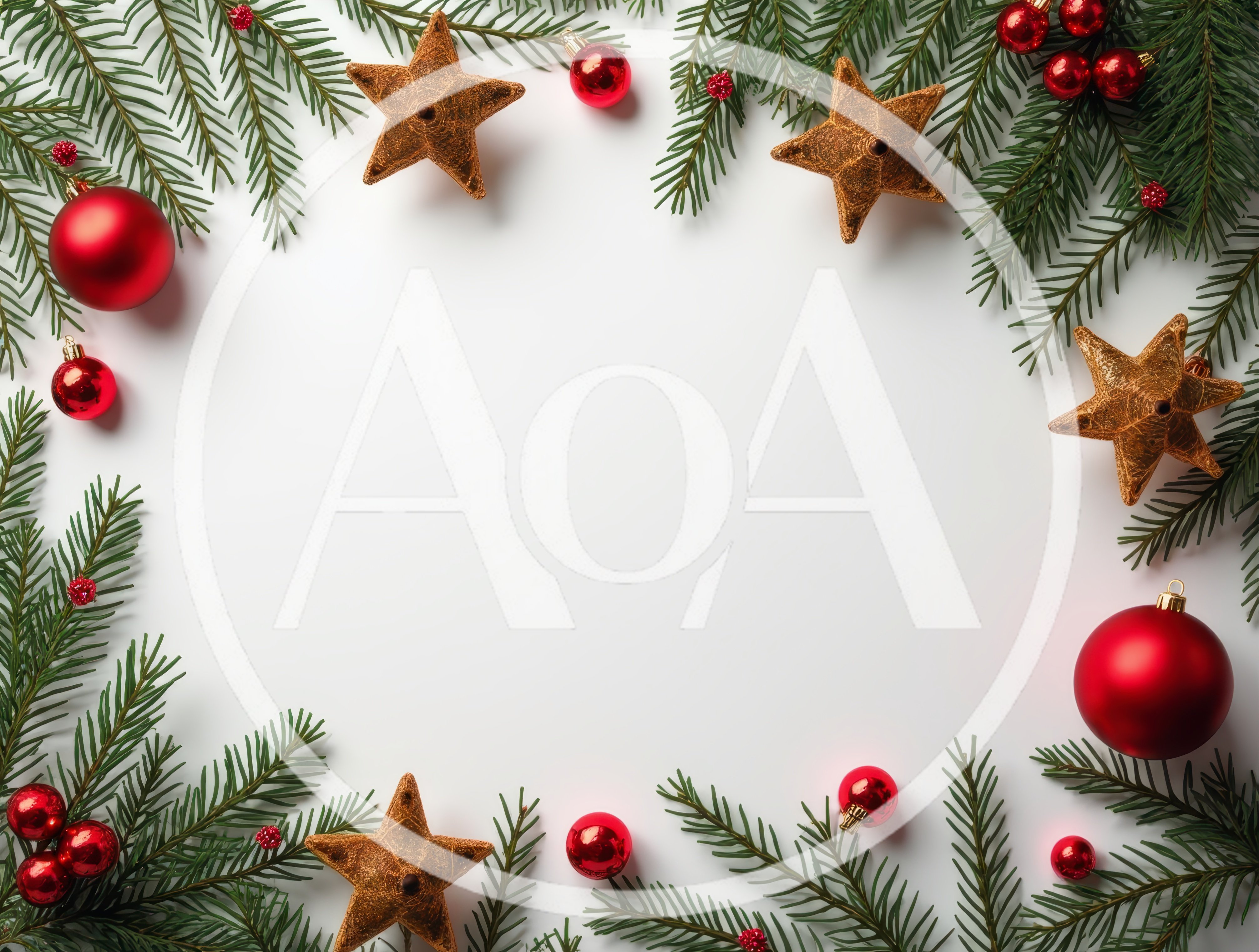 Christmas Holiday Frame With Fir Branches And Ornaments