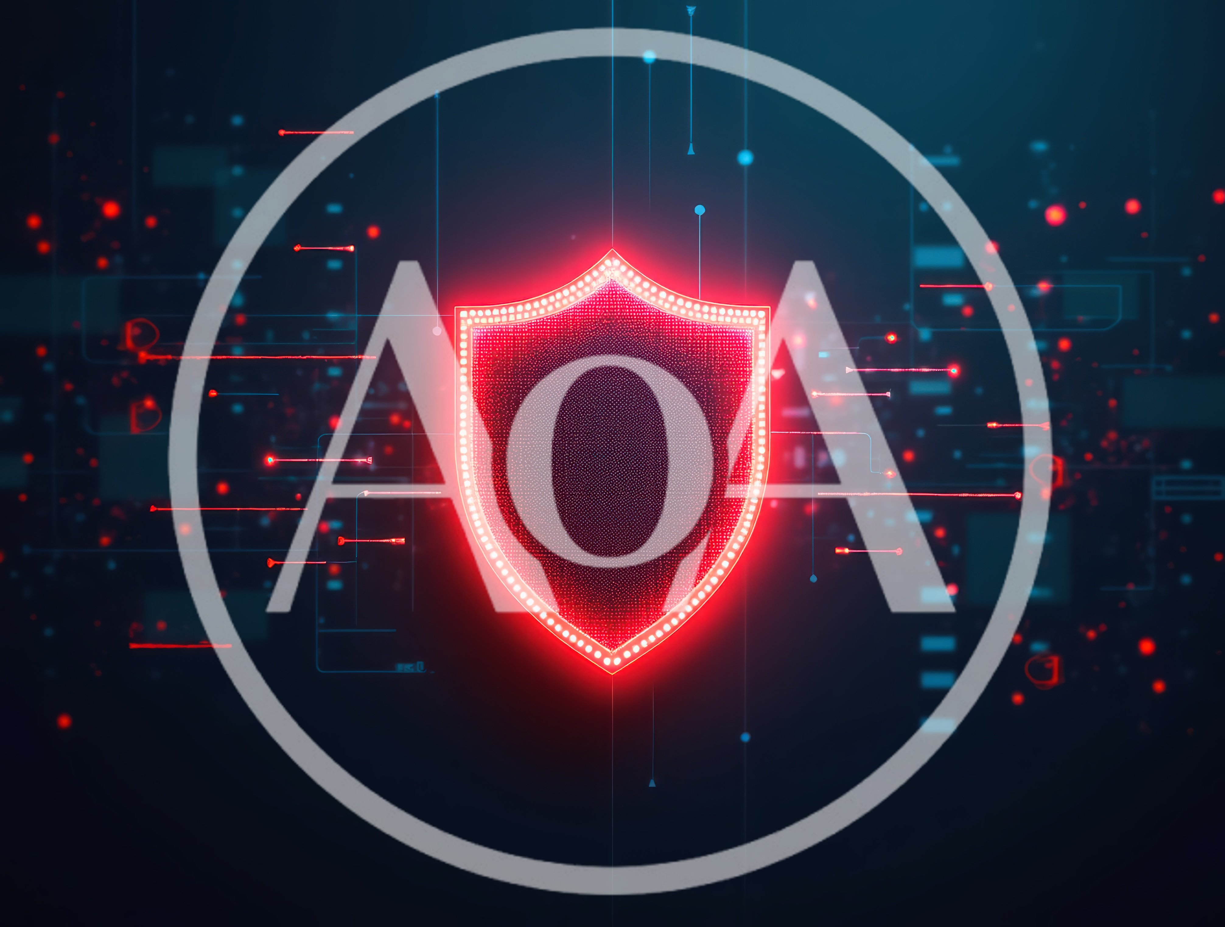 Digital Cybersecurity Shield With Glowing Data Network