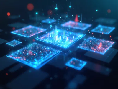 Abstract Digital Data Processing On Futuristic Circuit Boards