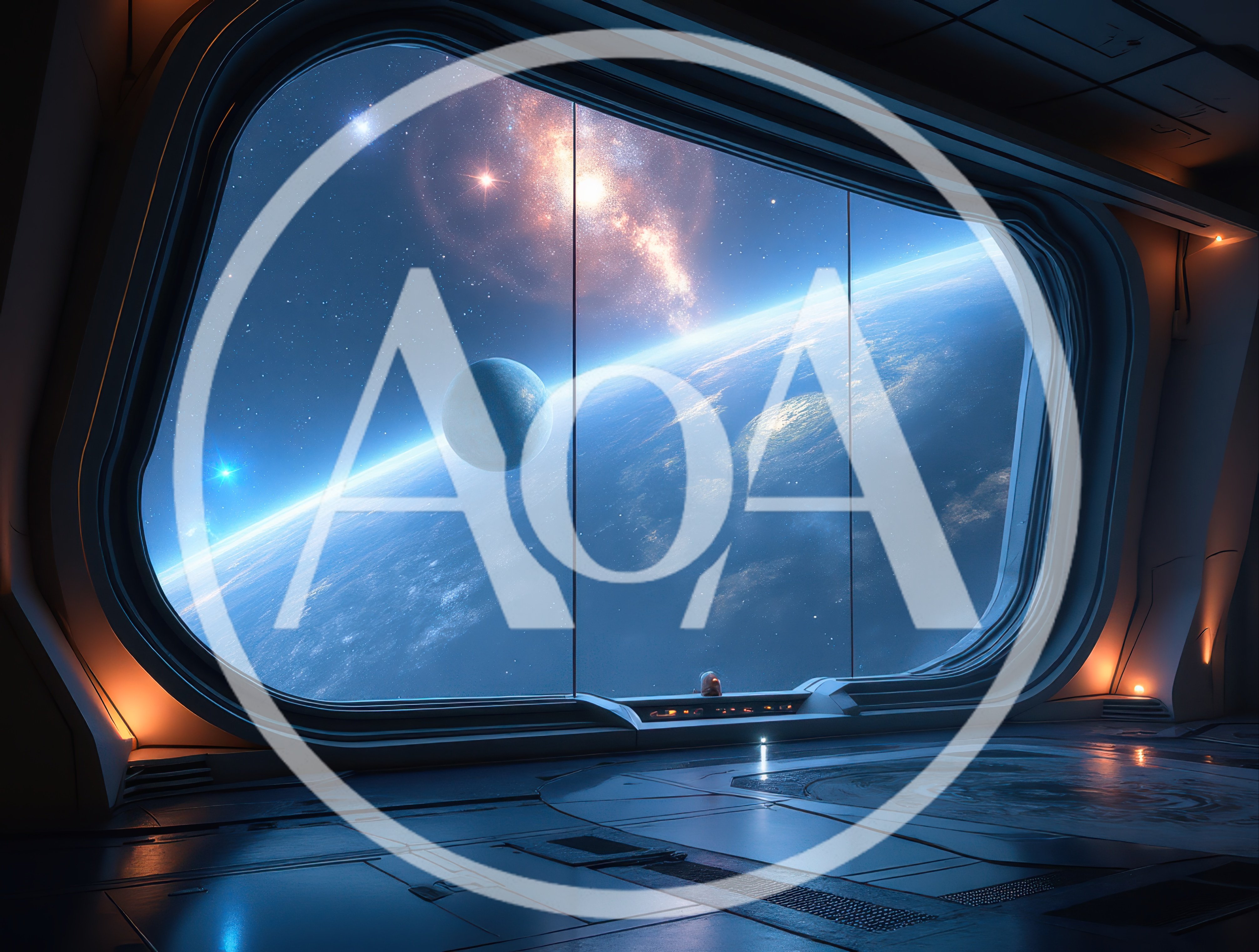 Futuristic Spaceship Observation Deck Overlooking A Distant Planet