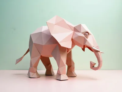 Low Poly Papercraft Elephant Sculpture