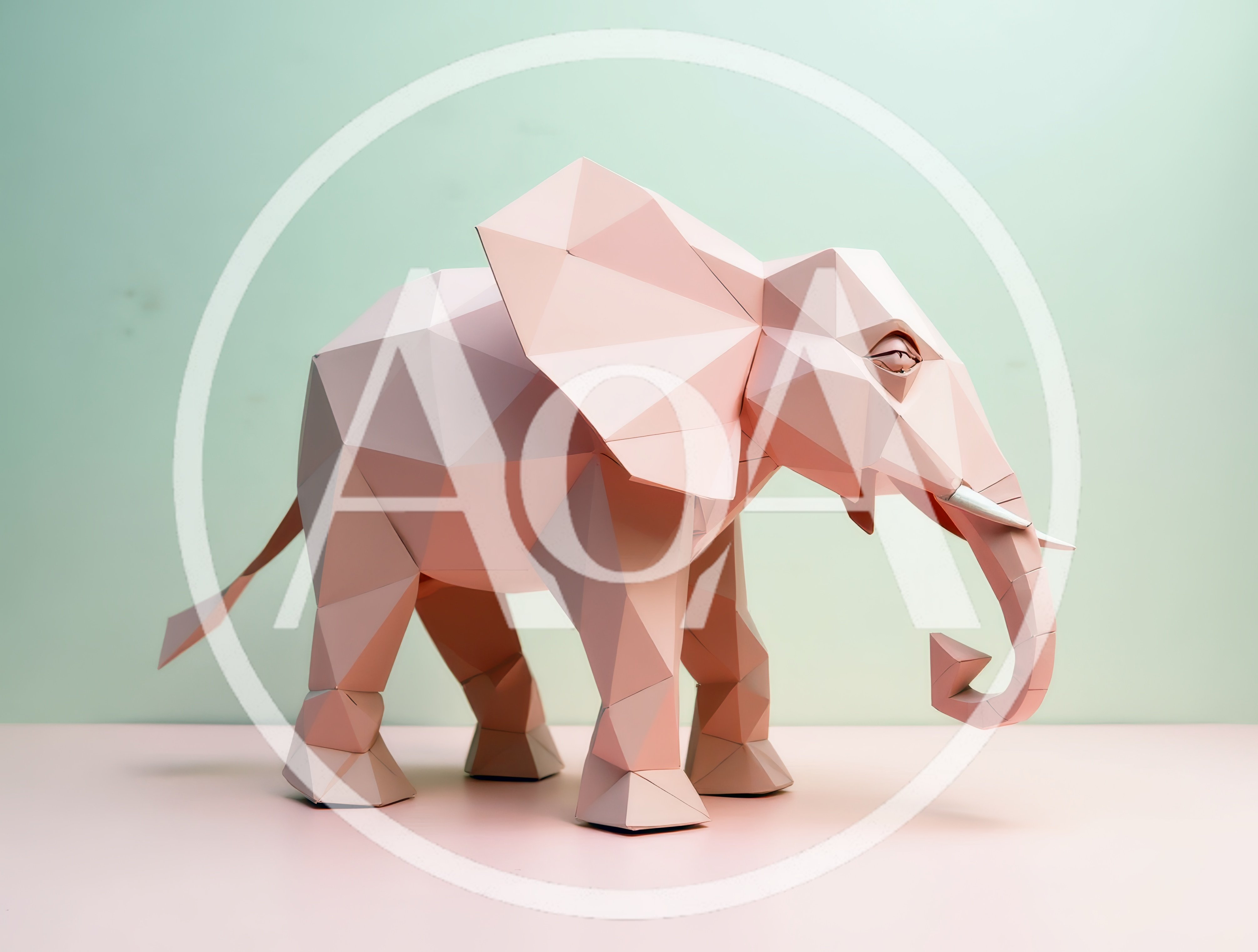 Low Poly Papercraft Elephant Sculpture