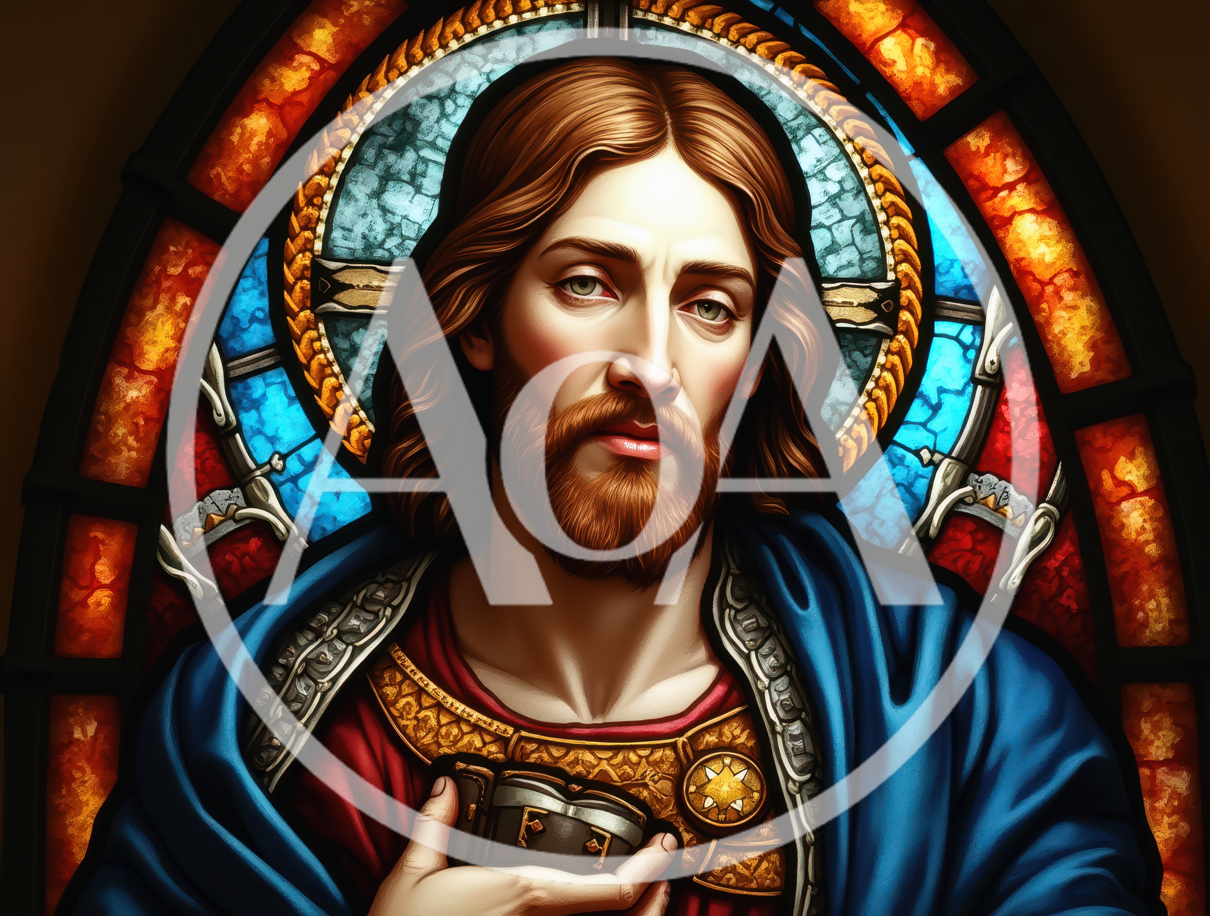 Stained Glass Portrait Of Jesus Christ