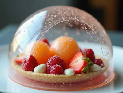 Gourmet Fruit Tart Under A Glass Dome