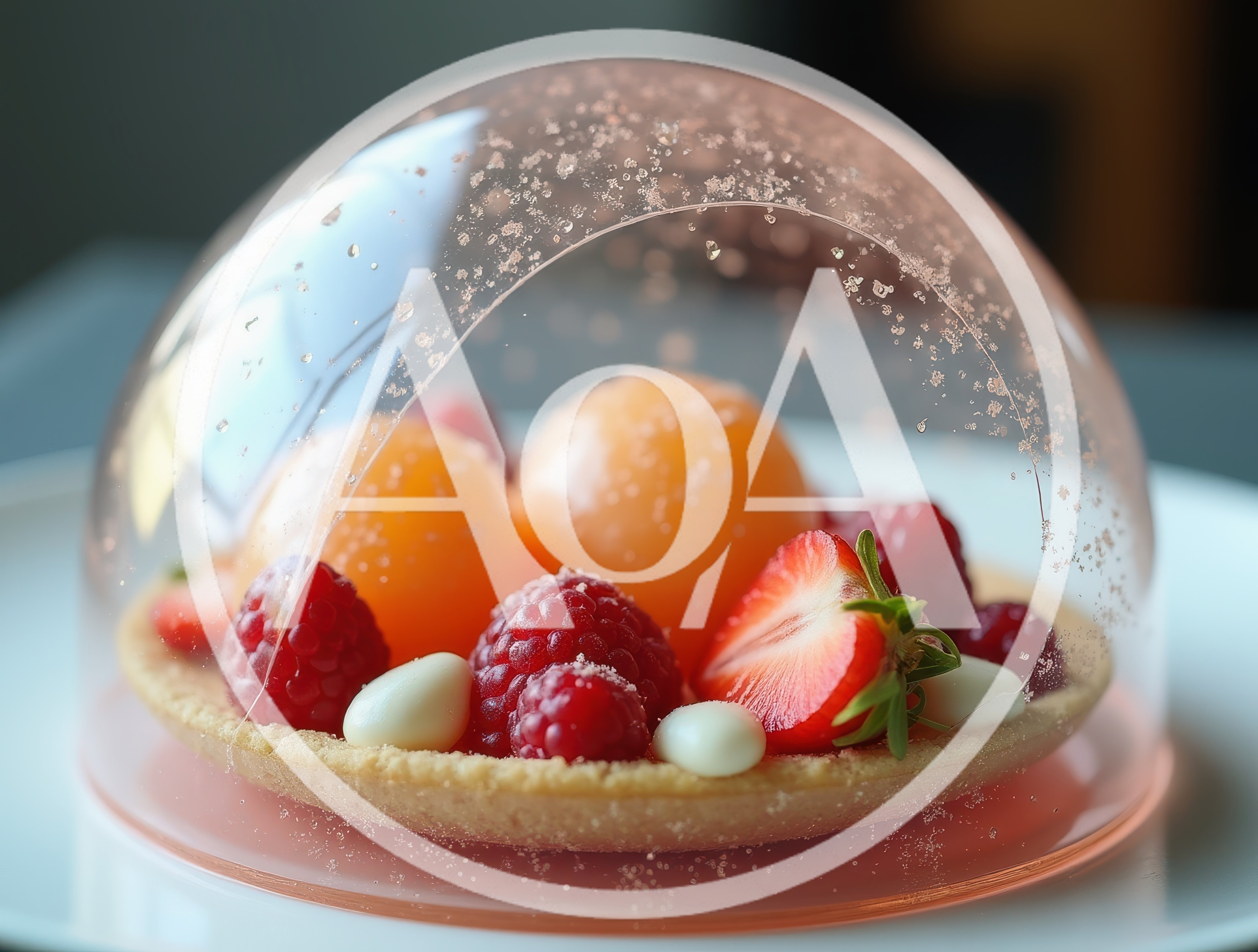Gourmet Fruit Tart Under A Glass Dome