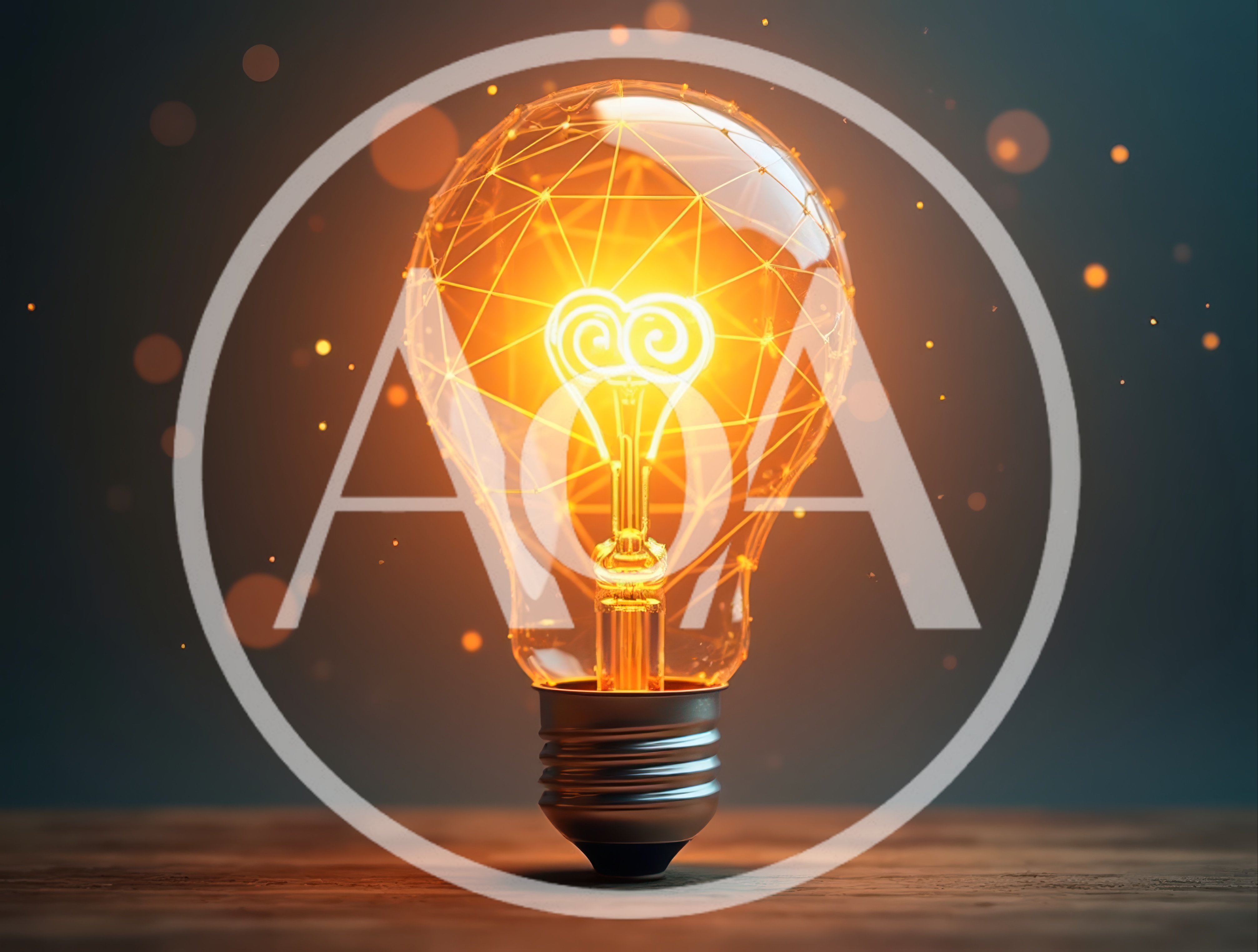 Glowing Light Bulb With Geometric Wireframe Filament