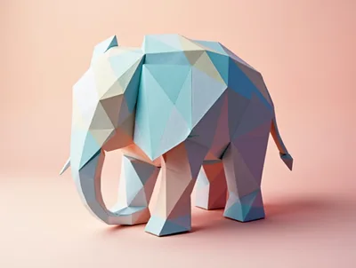 Low Poly Paper Elephant Sculpture