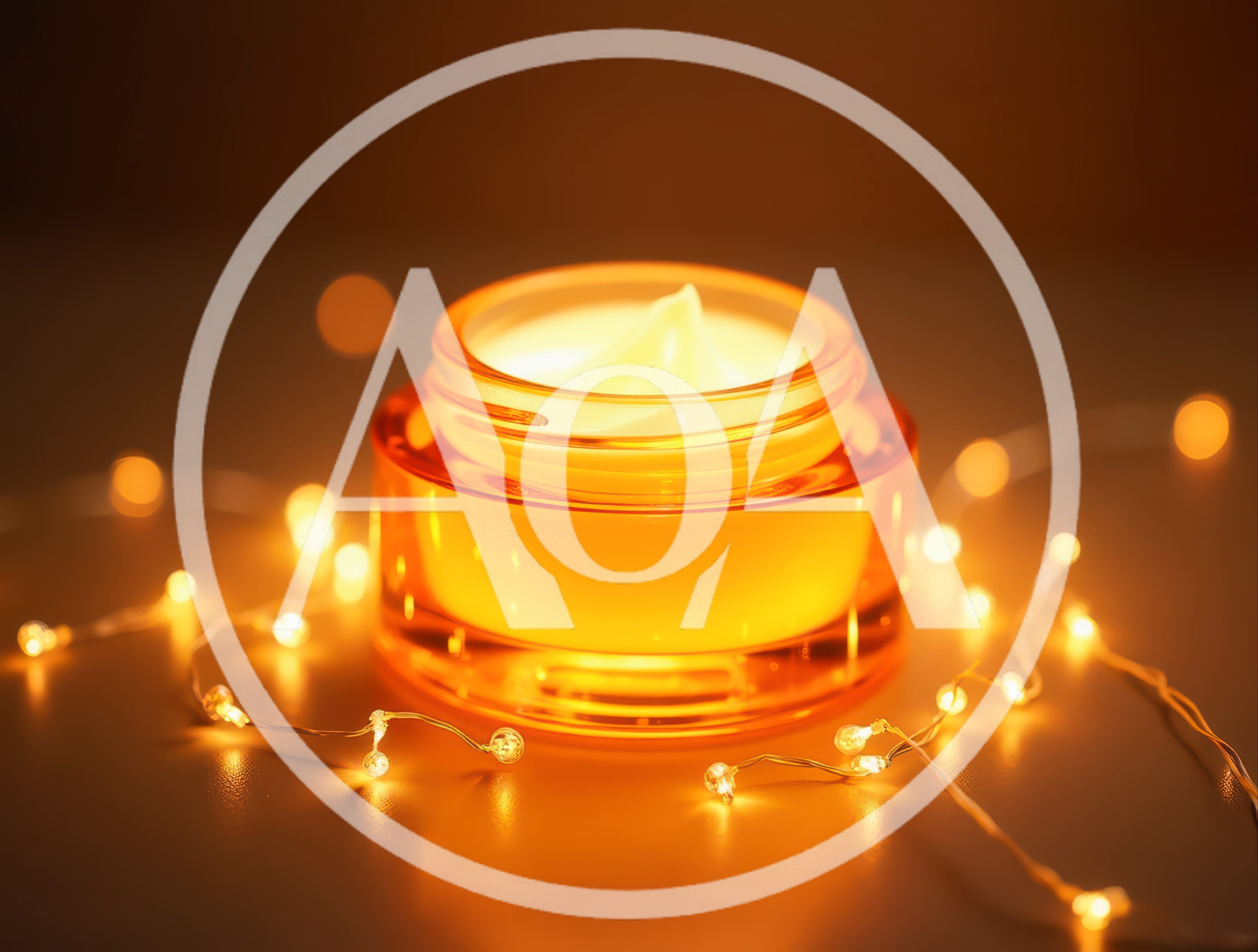 Orange Glass Jar Of Face Cream With Fairy Lights