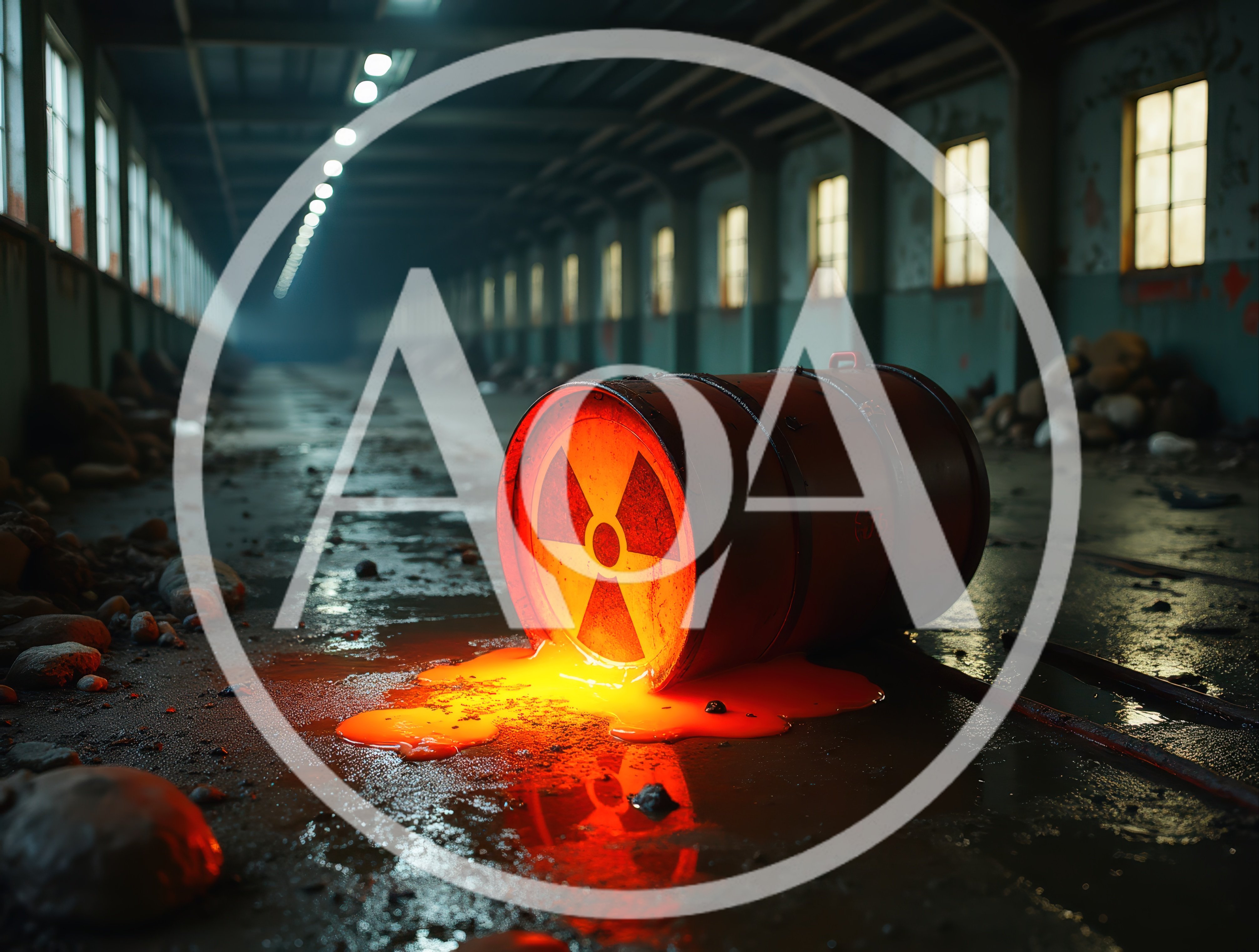 Leaking Radioactive Waste Barrel In Abandoned Industrial Warehouse