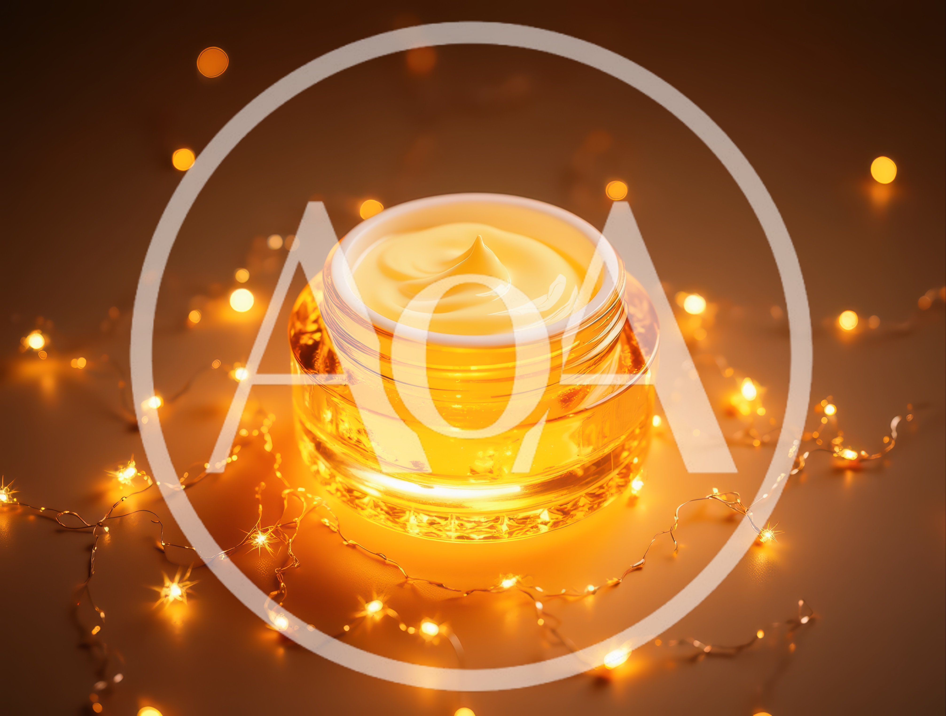 Luxury Face Cream Jar Surrounded By Glowing Fairy Lights