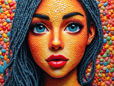 Portrait Of A Woman Made Of Colorful Candy
