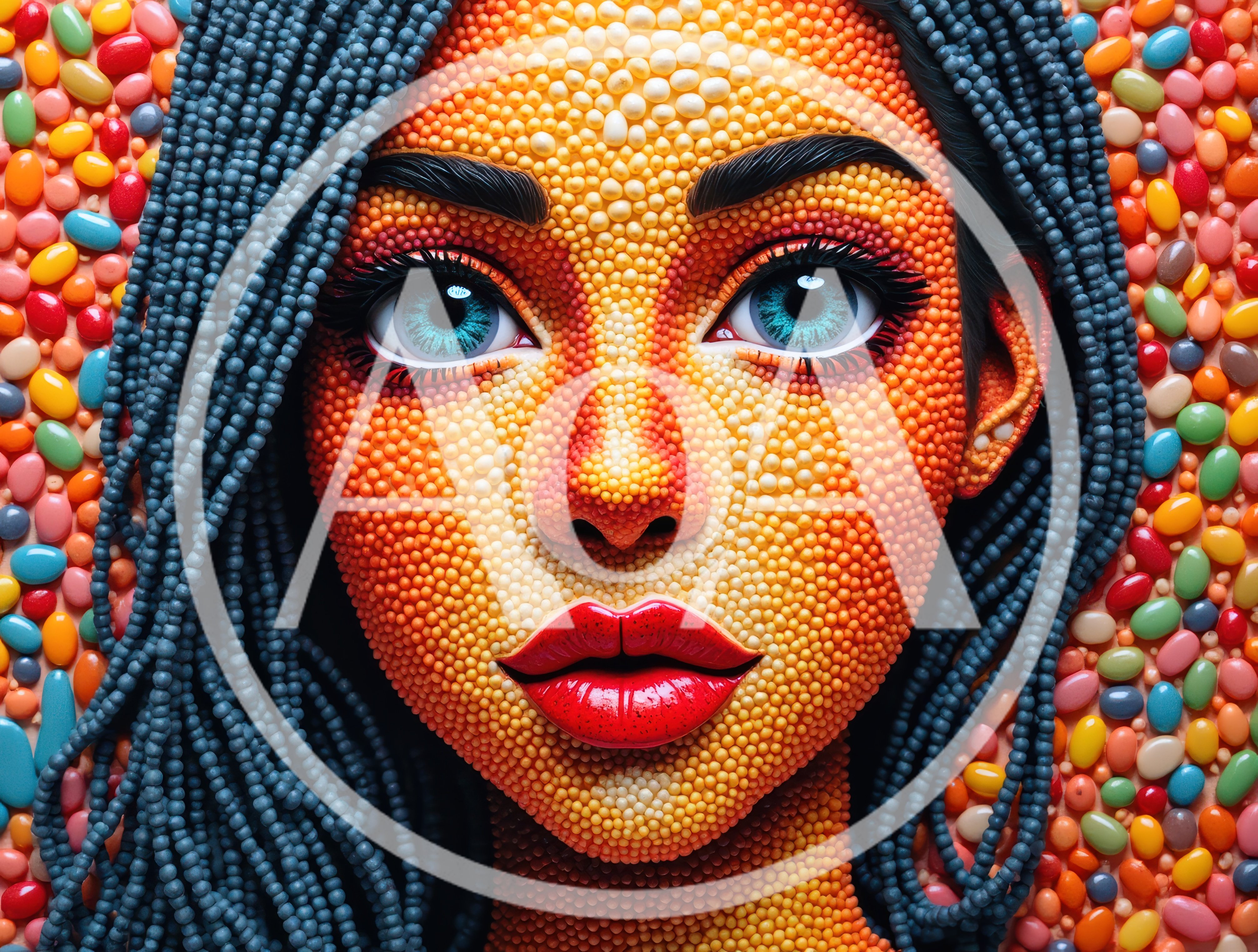 Portrait Of A Woman Made Of Colorful Candy