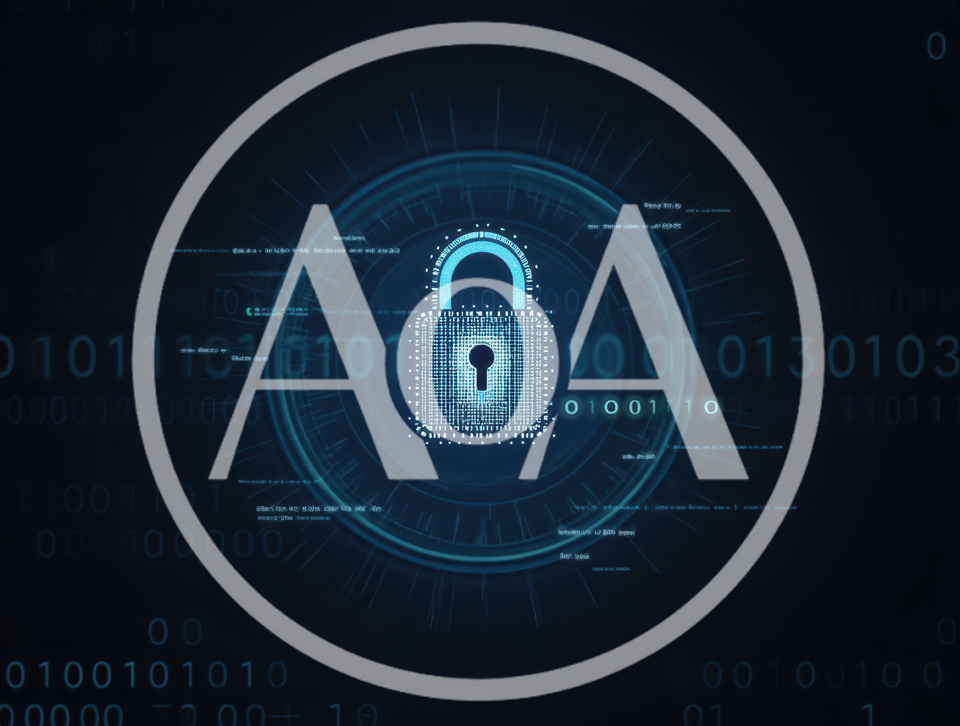 Digital Security Padlock Icon With Binary Code Background