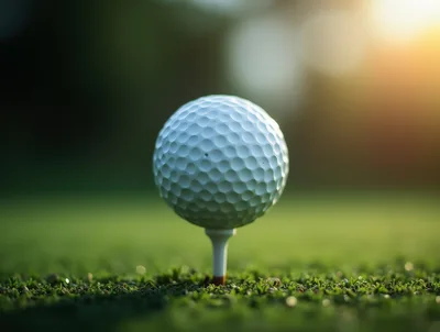 Golf Ball Resting On A Tee On Green Grass