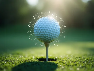 Golf Ball Resting On A Tee On Green Grass