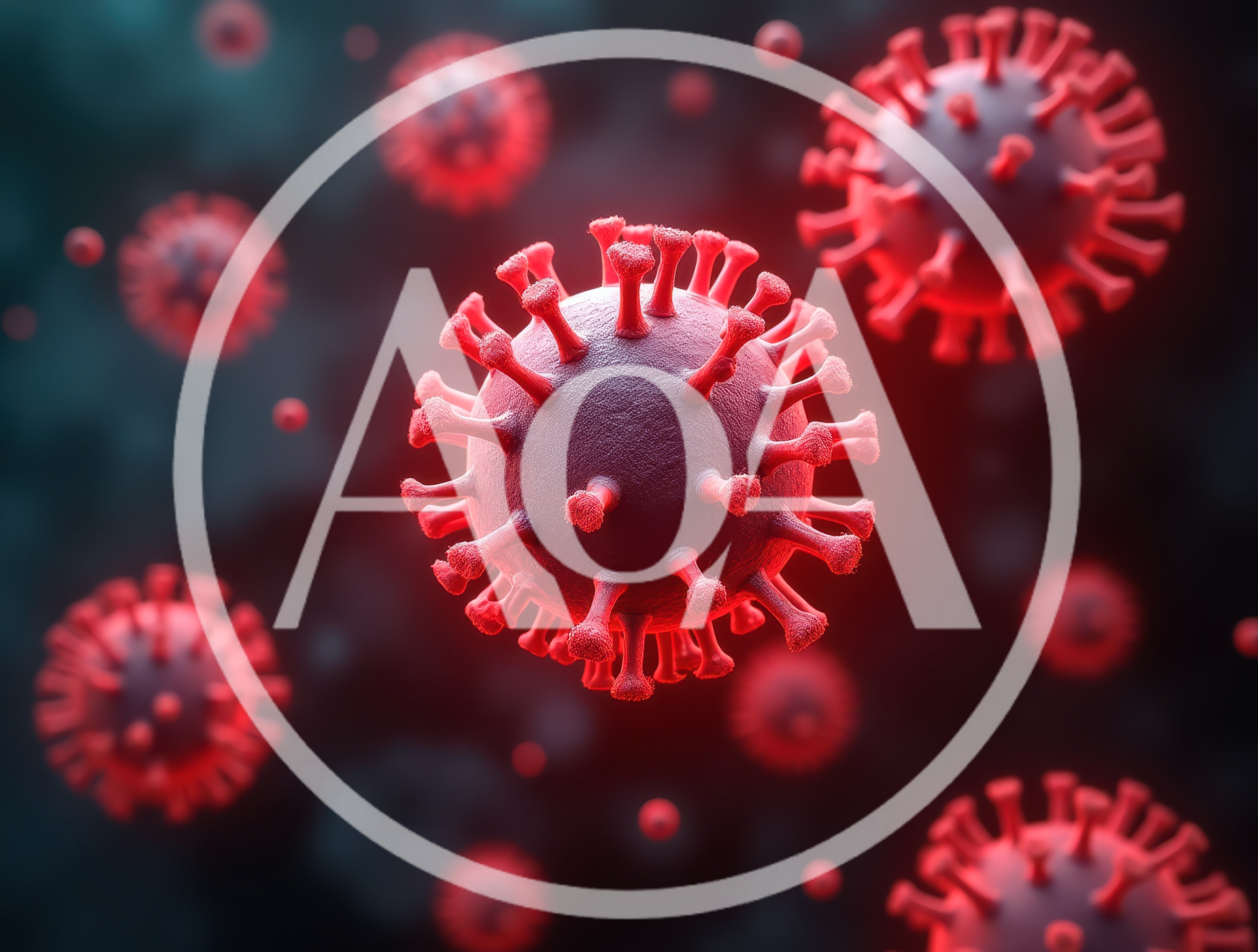 3D Rendered Coronavirus Particles Floating In Dark Space