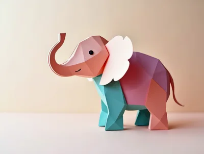 Low Poly Paper Elephant Sculpture