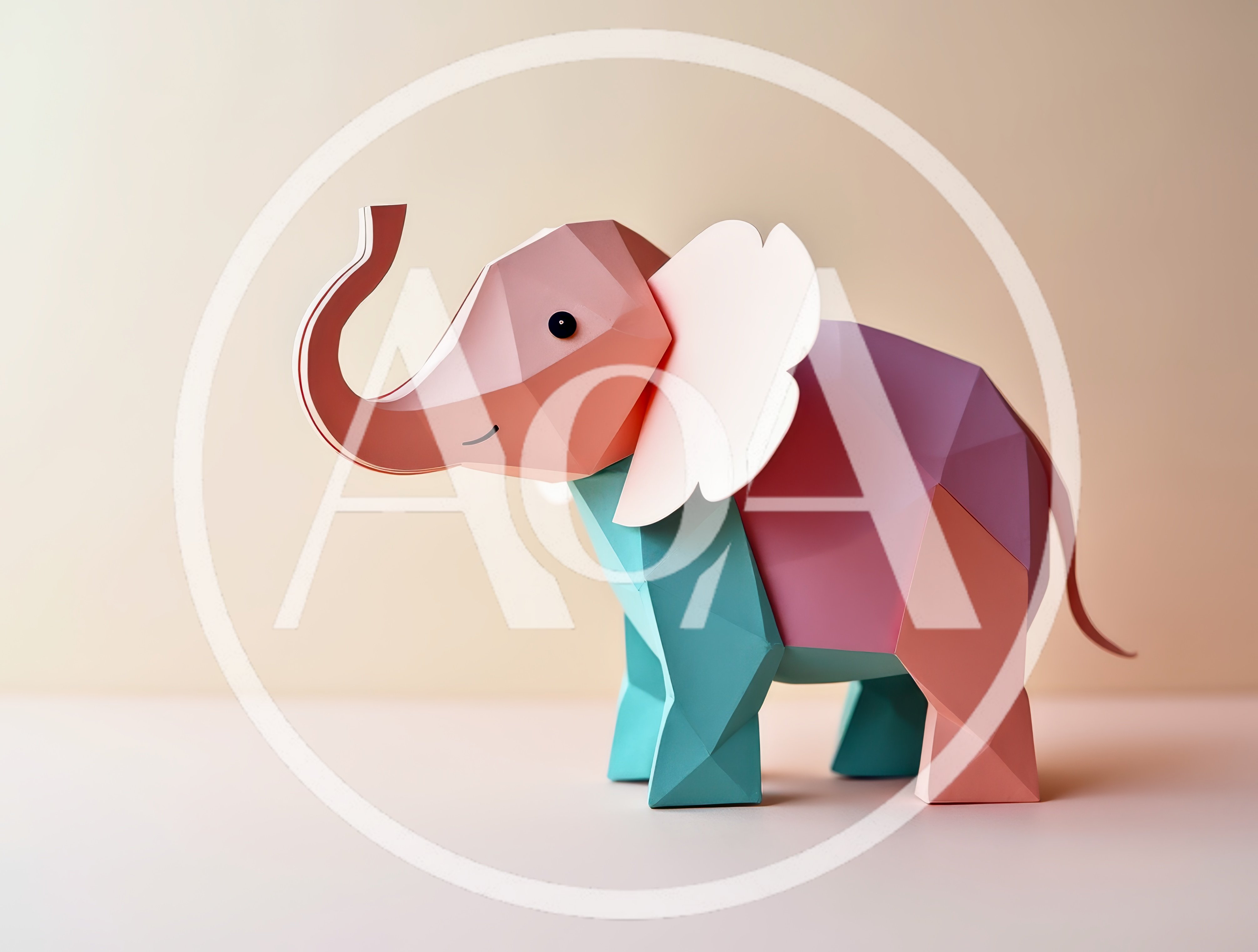 Low Poly Paper Elephant Sculpture