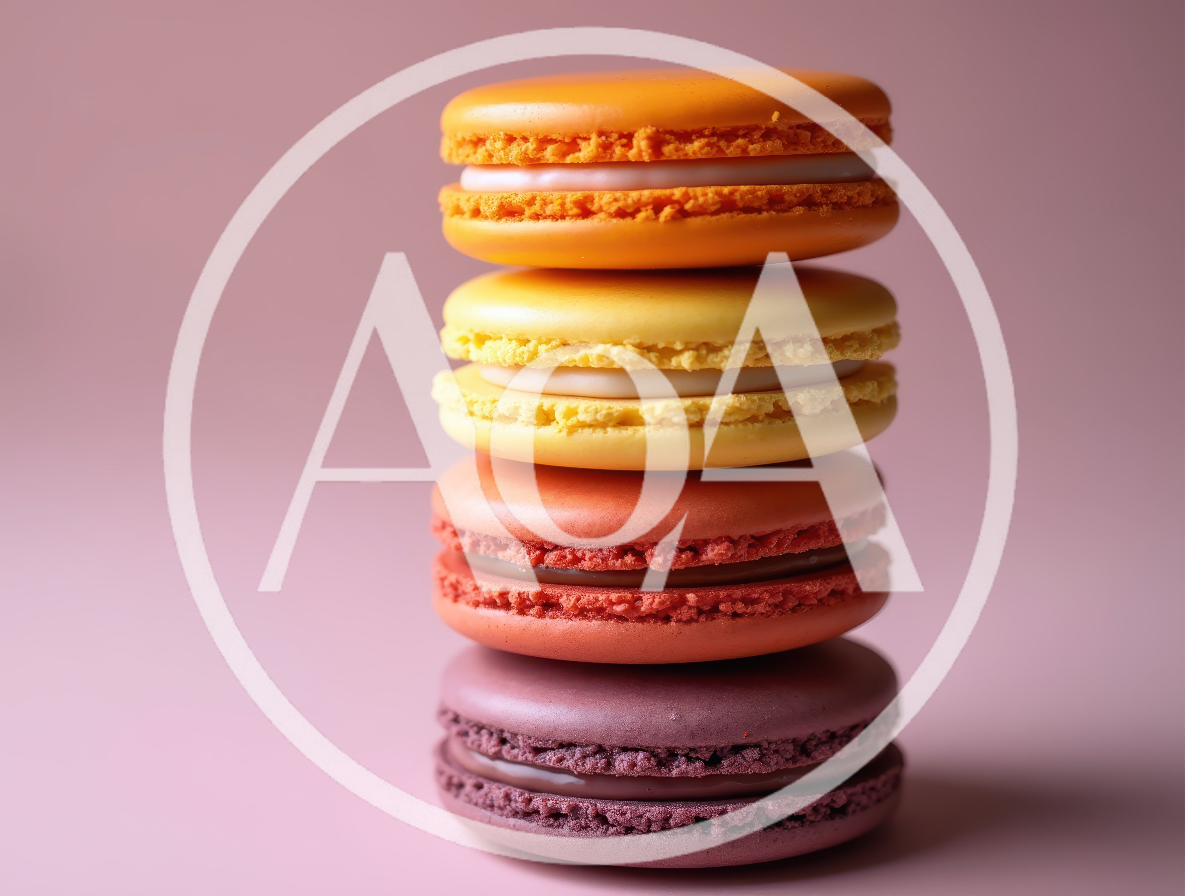Stack Of Four Colorful French Macarons