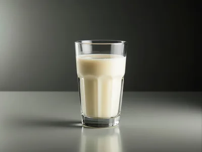 Glass Of Fresh Milk On A Grey Surface
