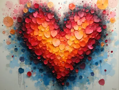 Abstract Heart Shape Composed Of Painted Petals