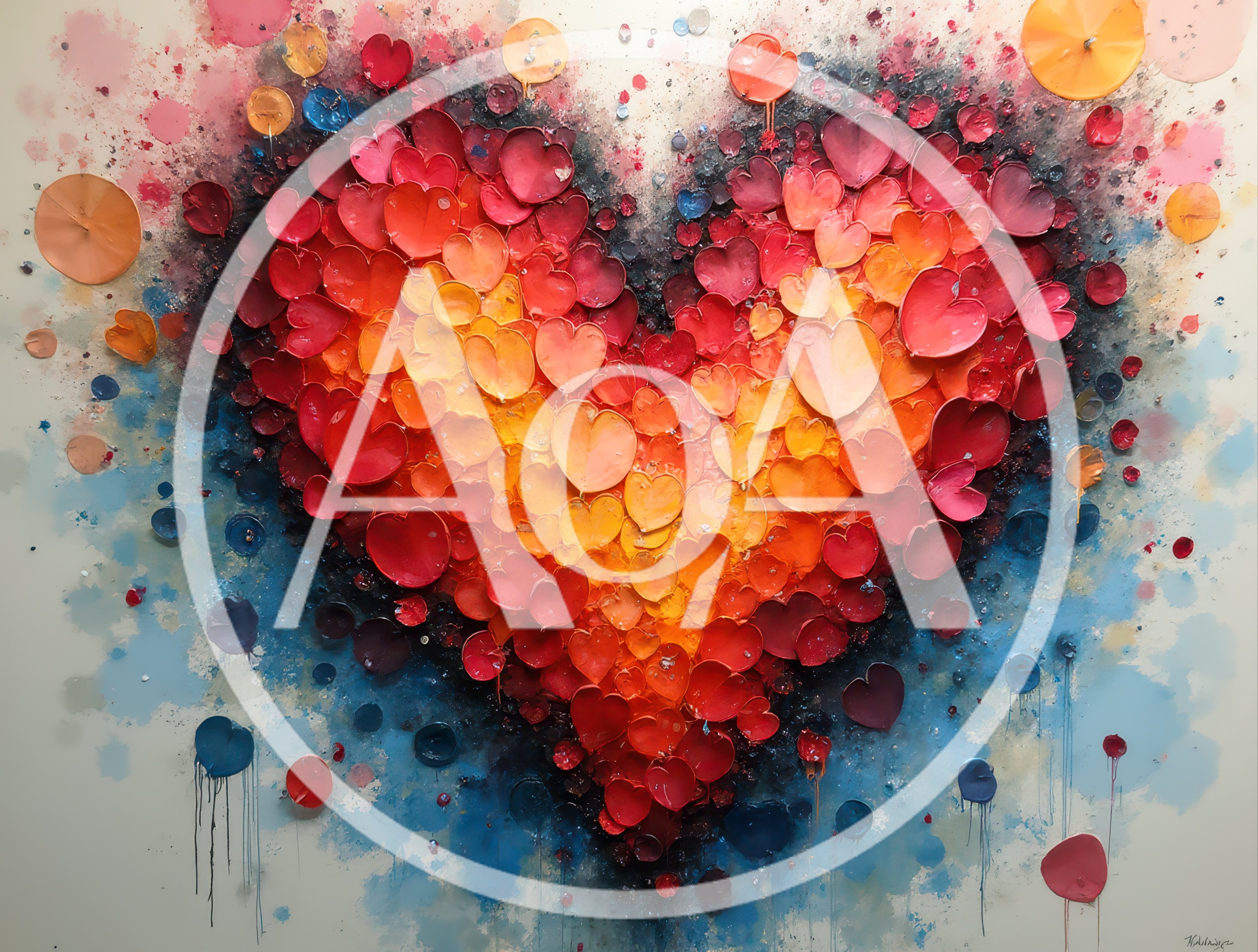 Abstract Heart Shape Composed Of Painted Petals