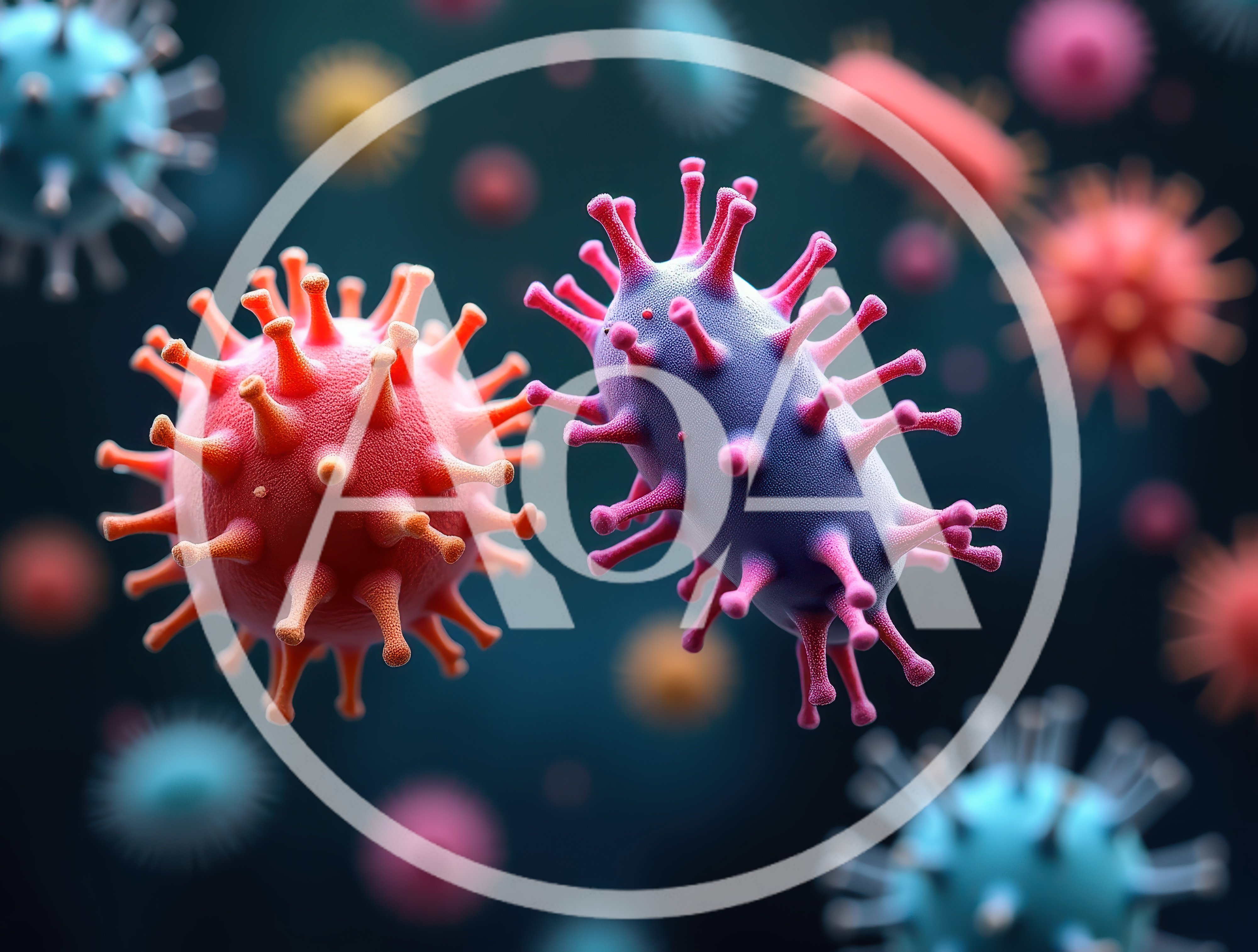 3D Rendered Microscopic Viruses And Bacteria Cells