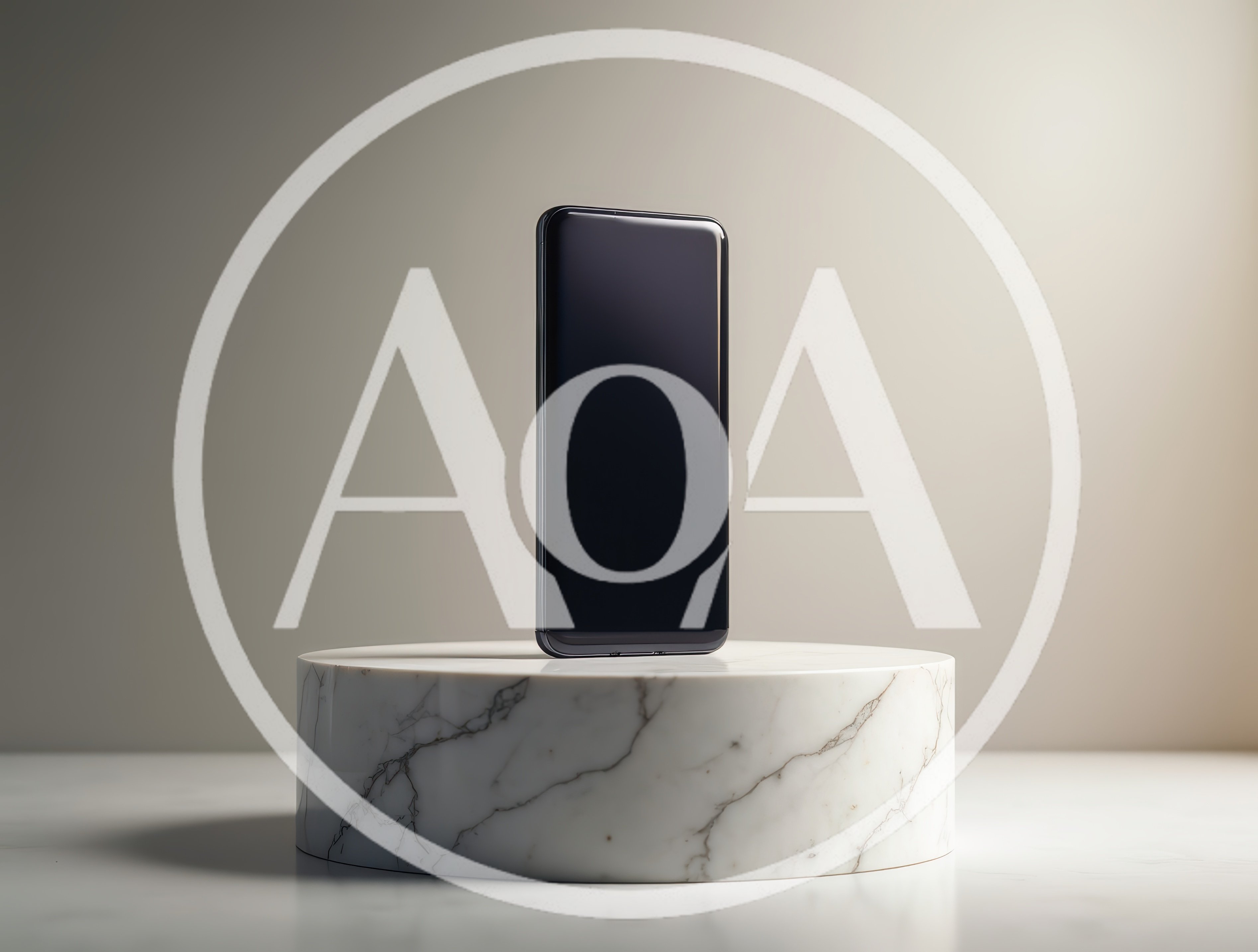 Modern Smartphone Displayed On A Marble Pedestal