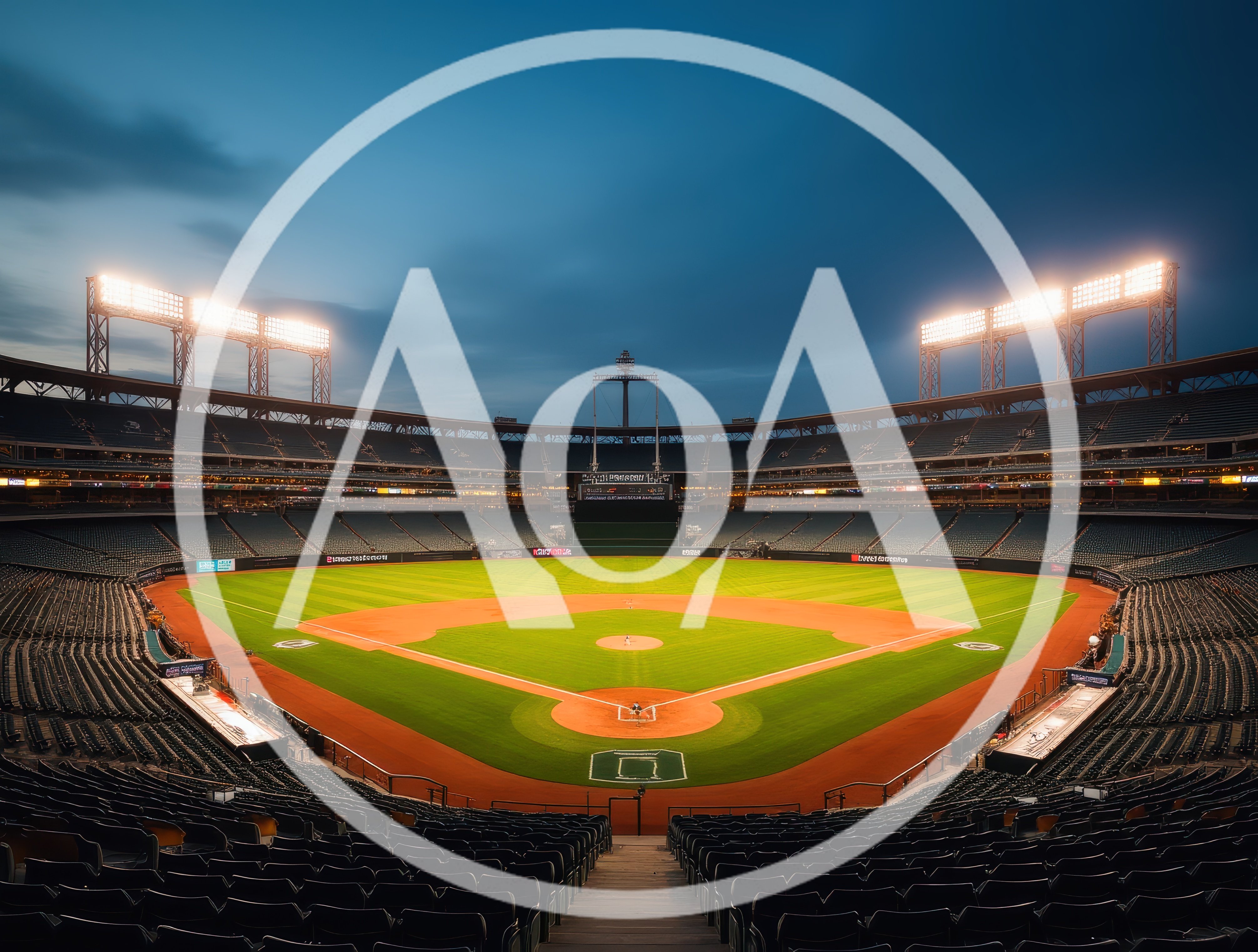 Empty Baseball Stadium Under Evening Stadium Lights