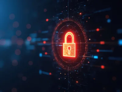 Glowing Digital Padlock Symbol On Cyber Security Background