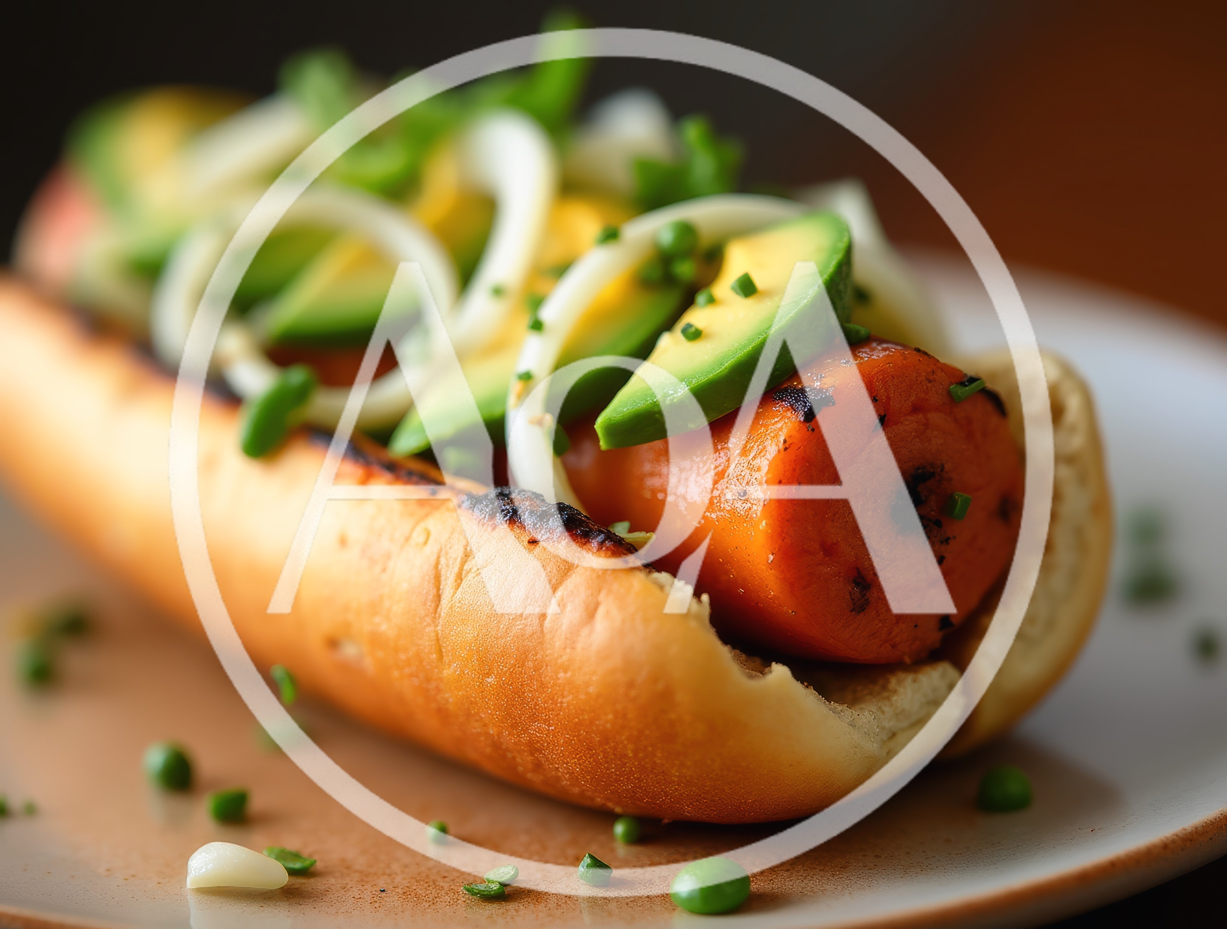 Gourmet Carrot Hot Dog With Avocado And Onions
