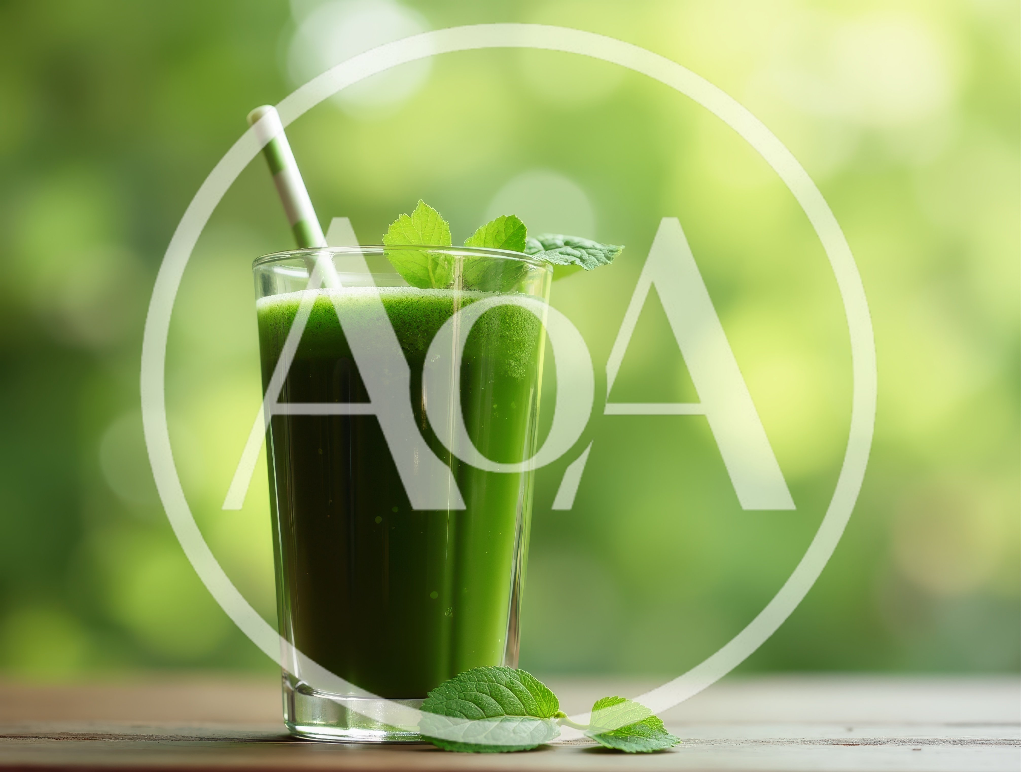 Fresh Green Smoothie In A Glass With Mint