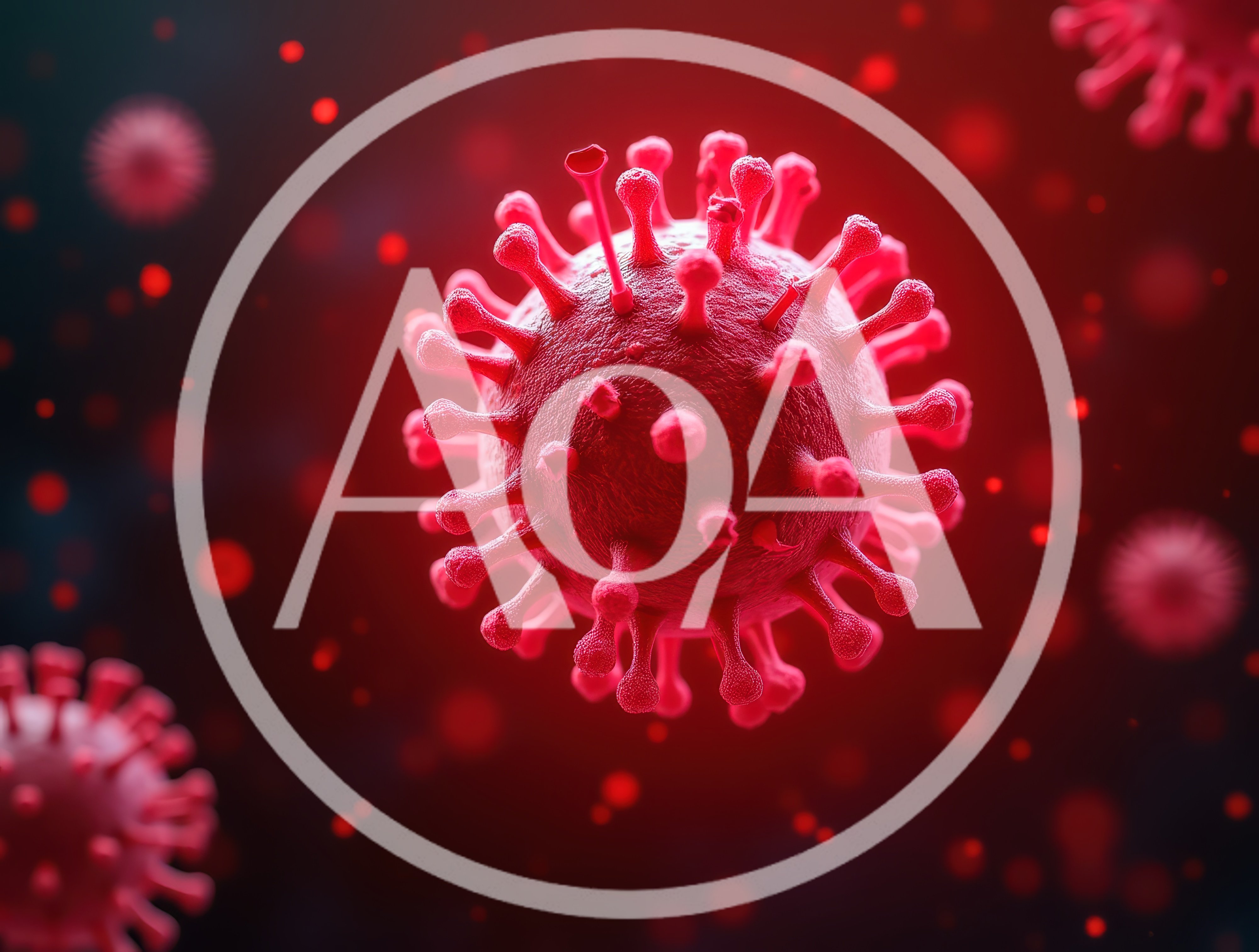 3D Render of Red Coronavirus Cells