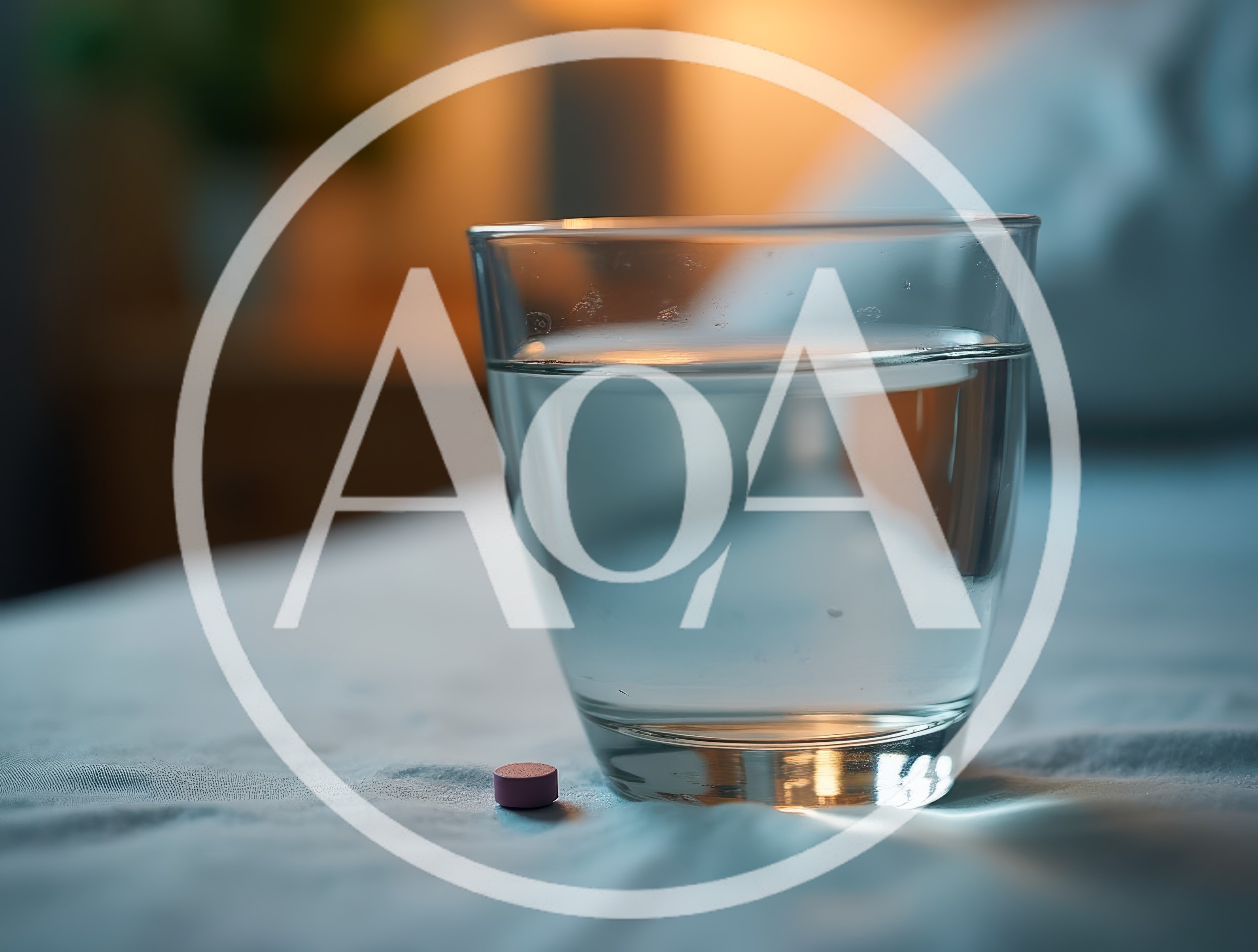 Glass Of Water And A Single Pill On Bed