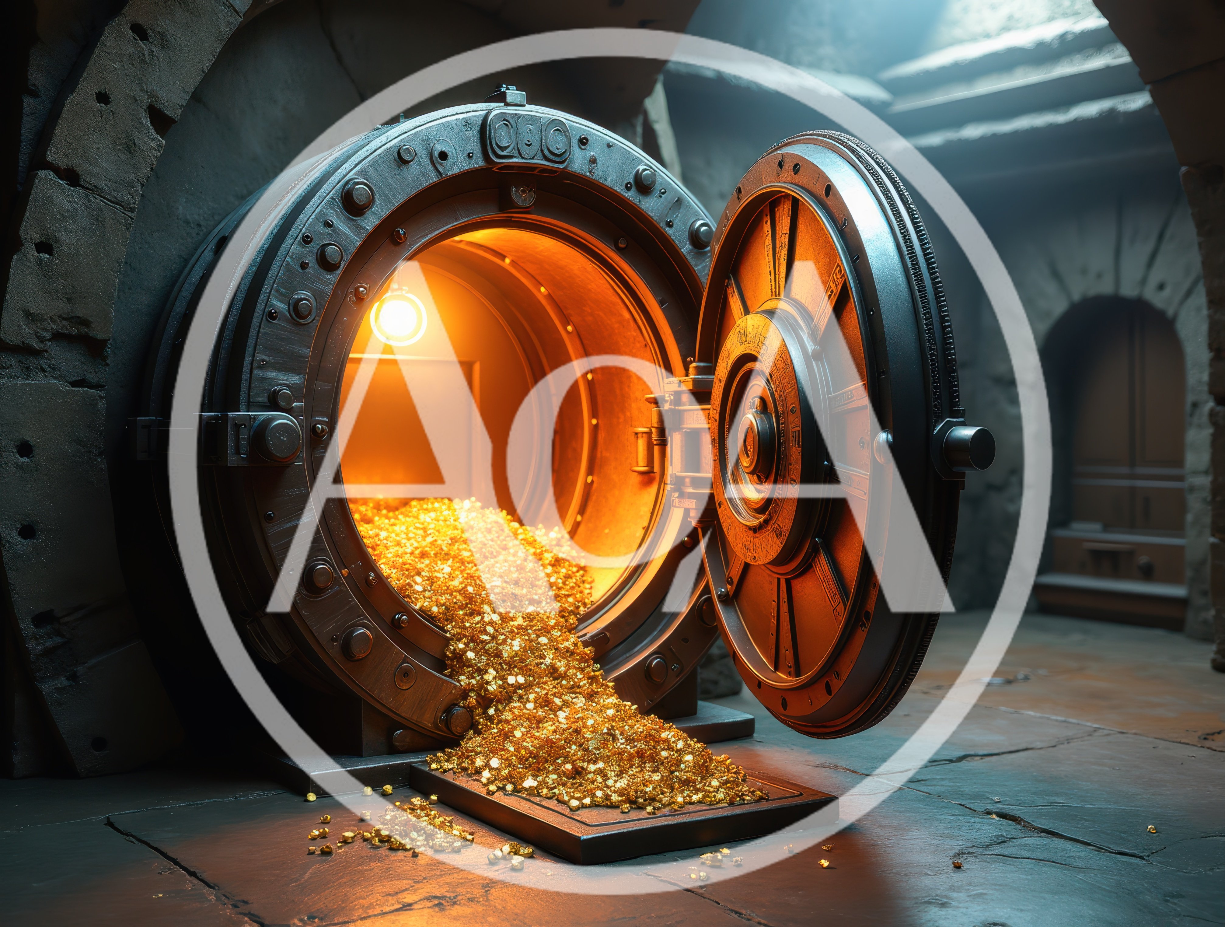 Open Bank Vault Filled With Gold Coins
