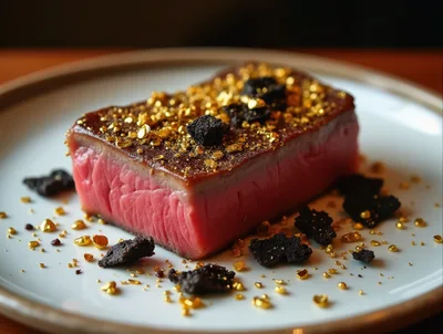 Gourmet Wagyu Steak Topped With Gold Flakes