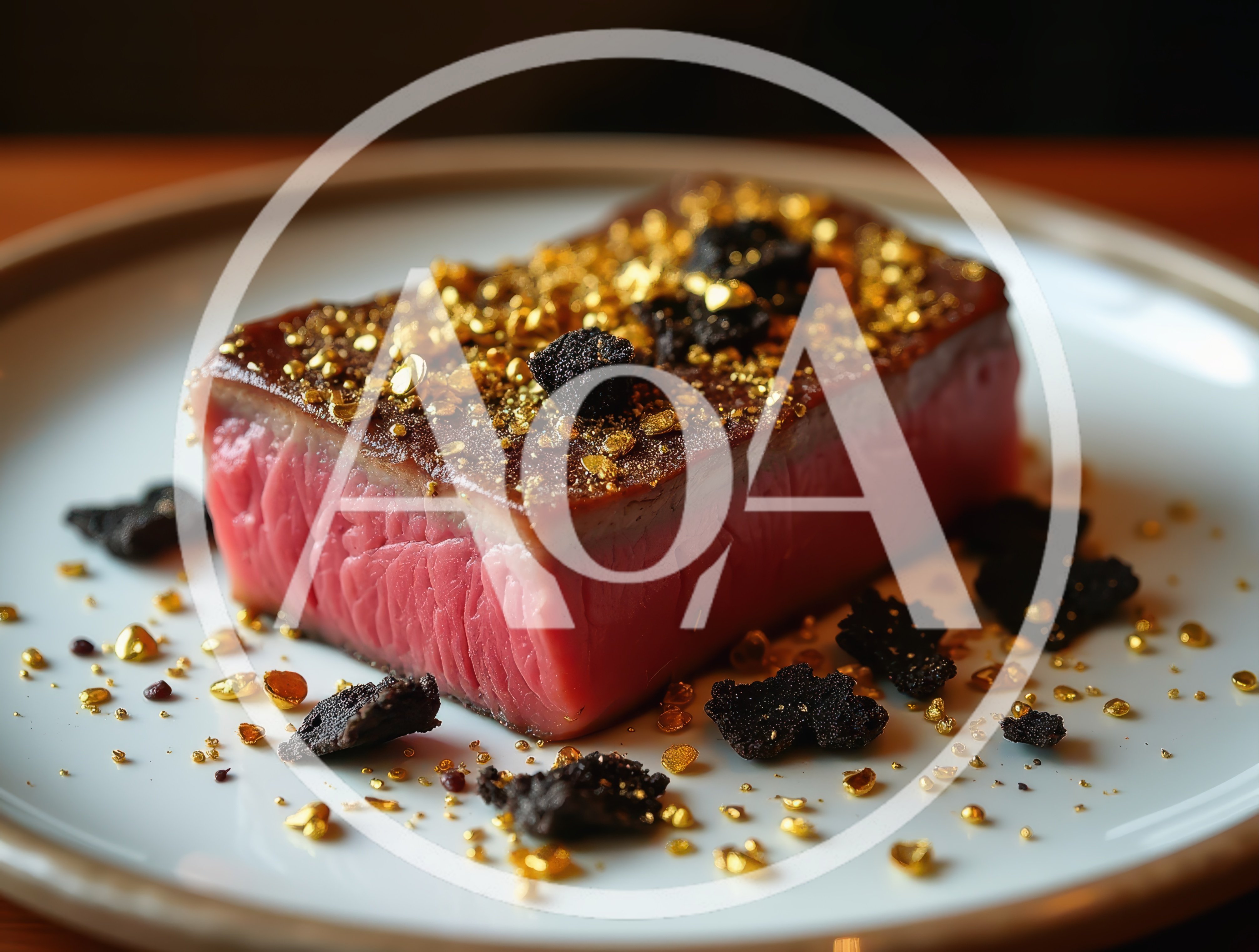 Gourmet Wagyu Steak Topped With Gold Flakes