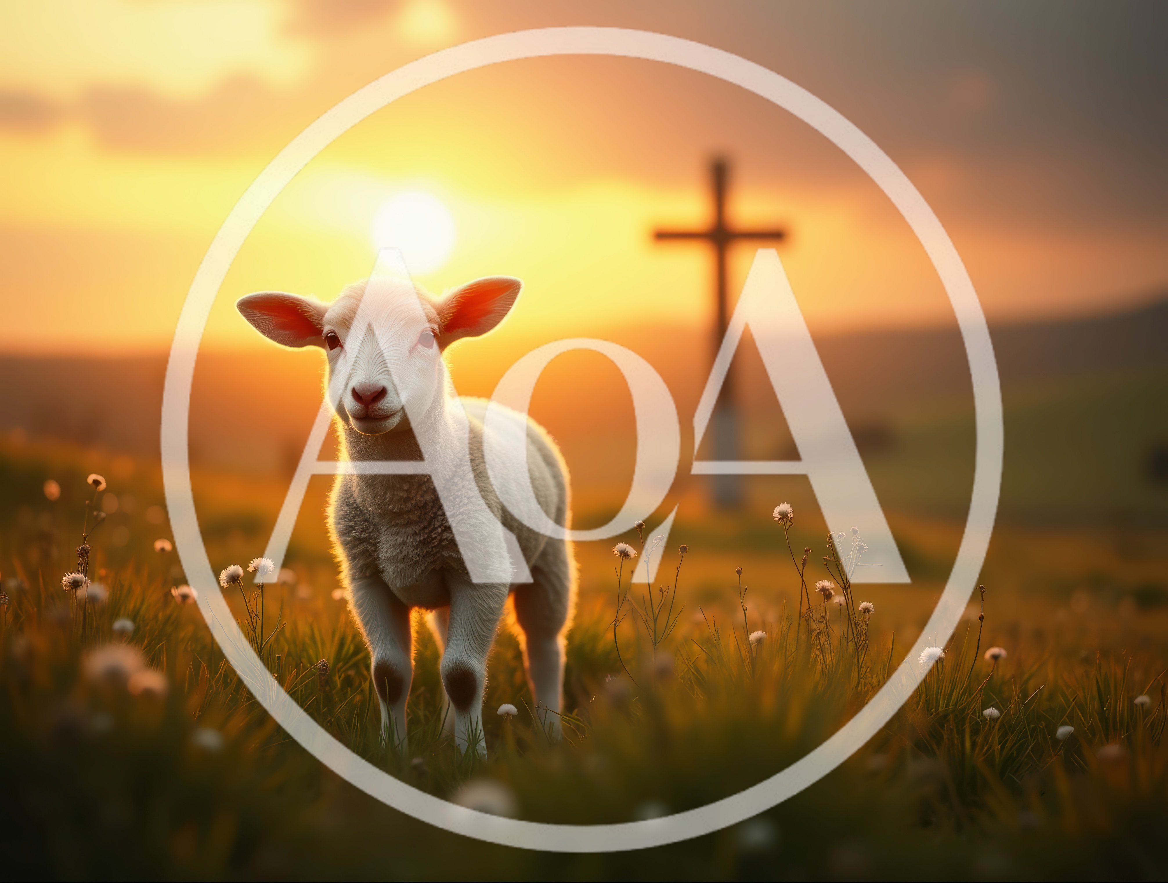 Lamb Standing In A Grassy Field At Sunset