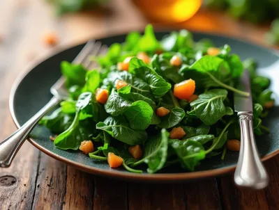 Fresh Green Salad With Roasted Butternut Squash