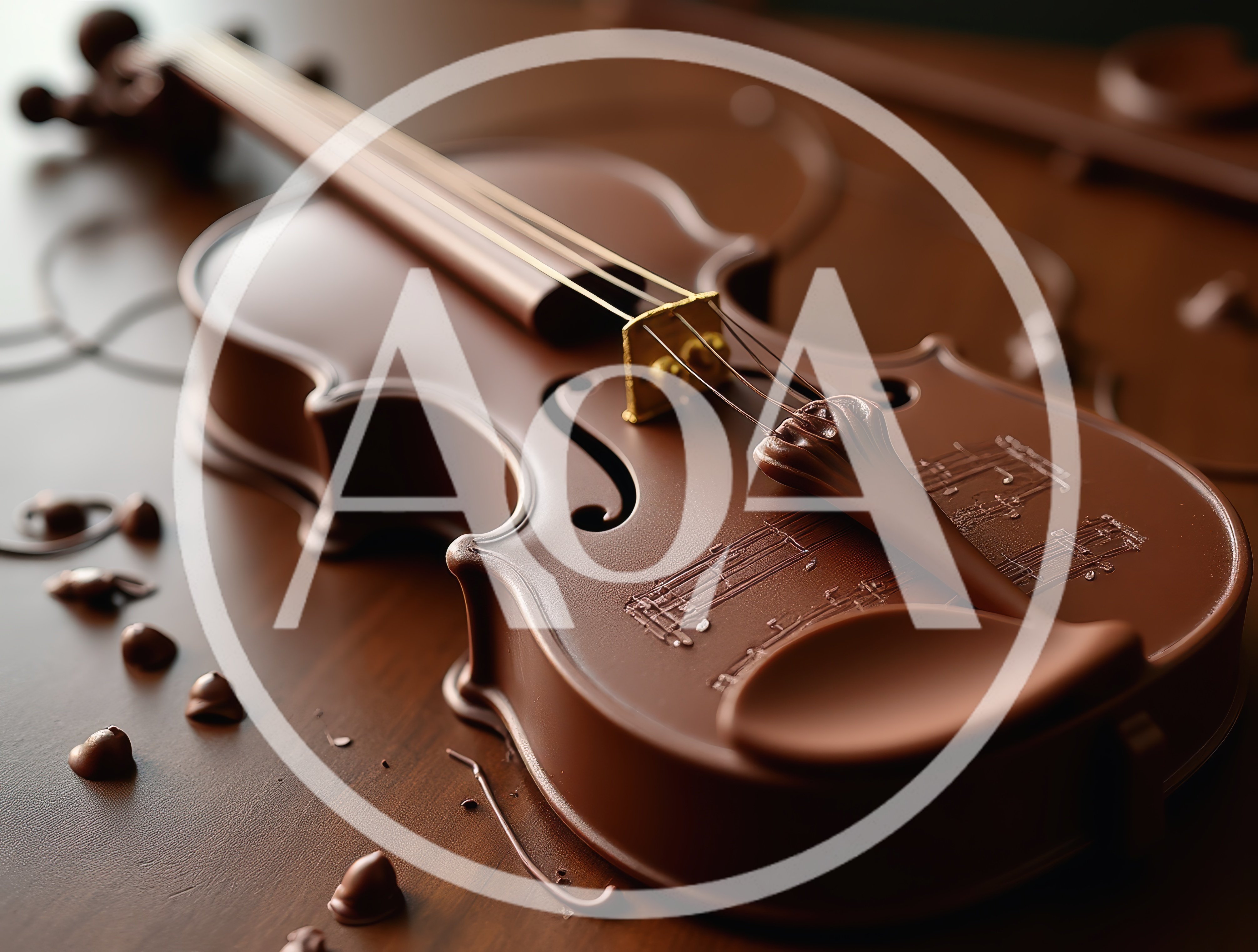 Chocolate Violin Sculpture With Musical Notes