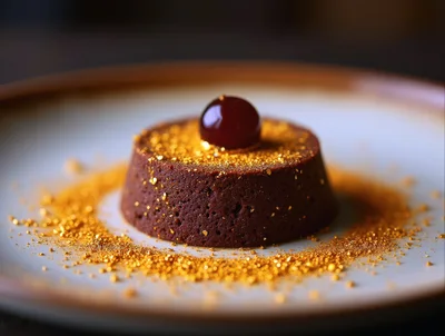 Gourmet Chocolate Dessert Topped With Gold Dust