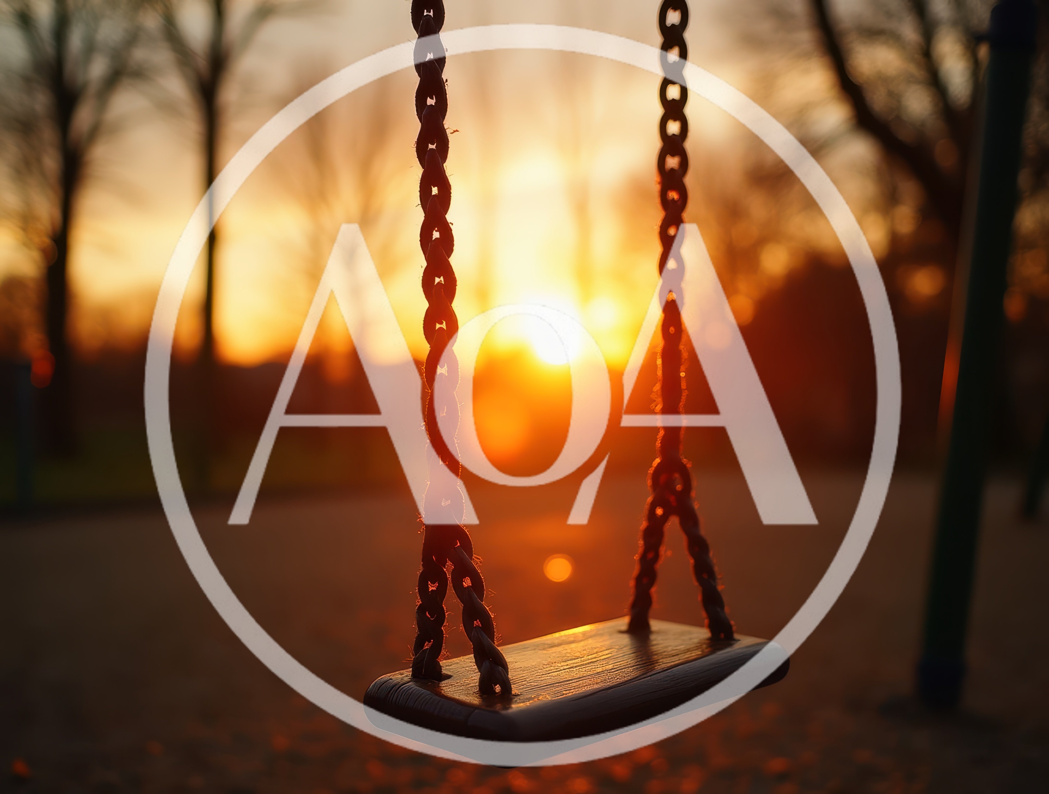 Empty Swing Set at Sunset in a Park