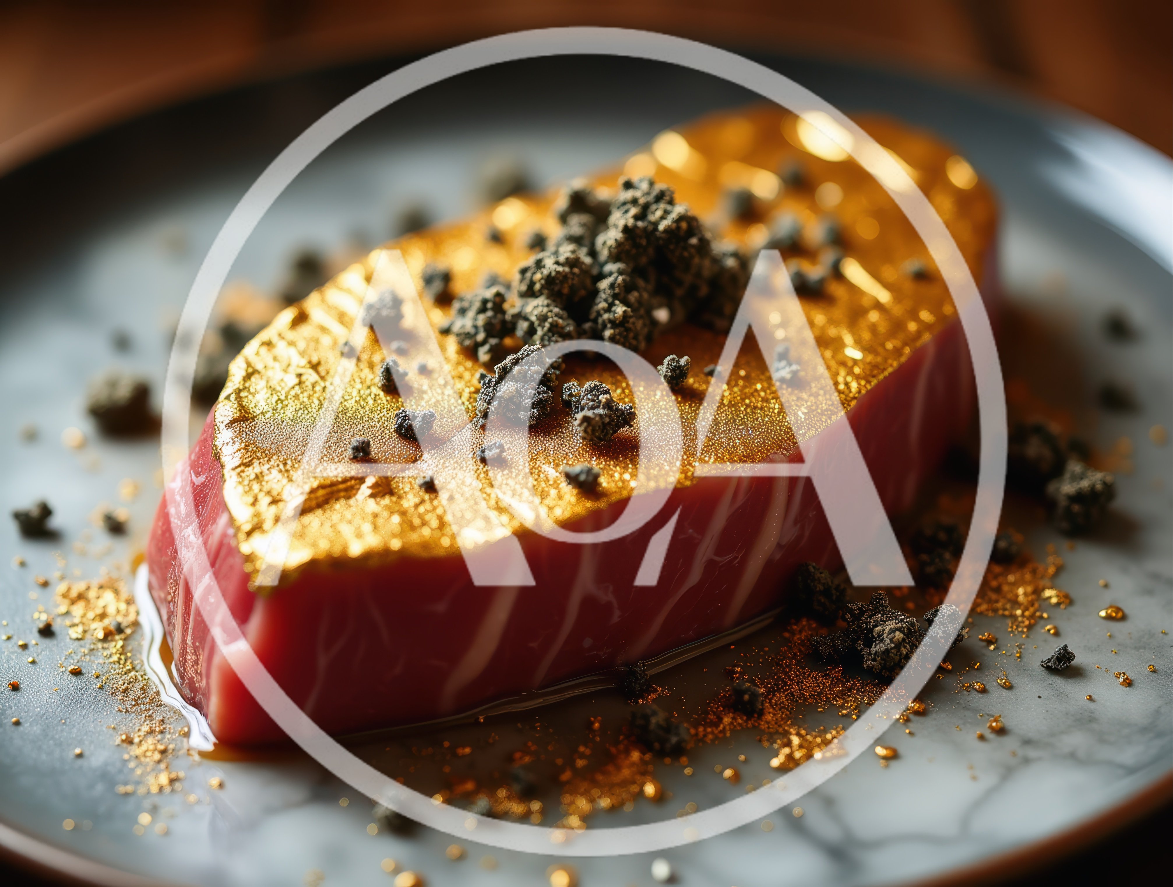 Raw Steak Topped With Gold Leaf And Caviar