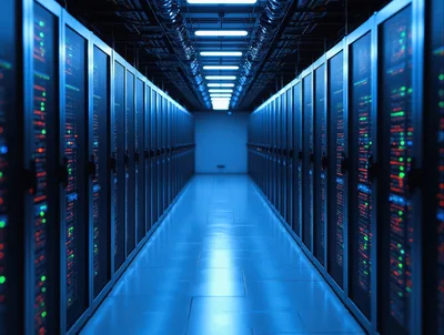Modern Data Center Server Room Aisle